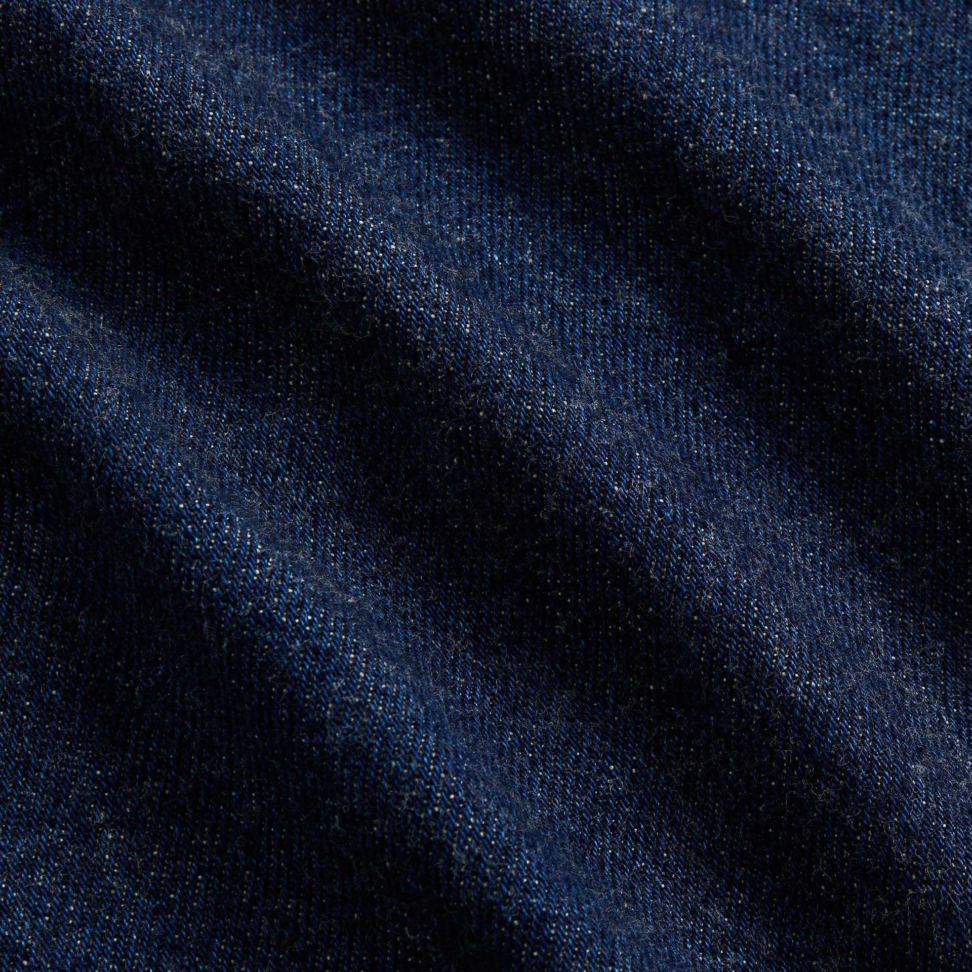 &Kin Rope Twill Alonzo Jacket fabric close-up, dark indigo rope twill denim texture