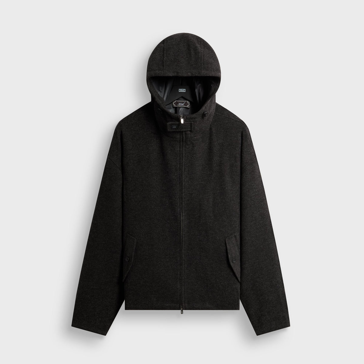 Kith Felted Jersey Matteo Zip Up Hoodie - Dark Heather Grey - PH