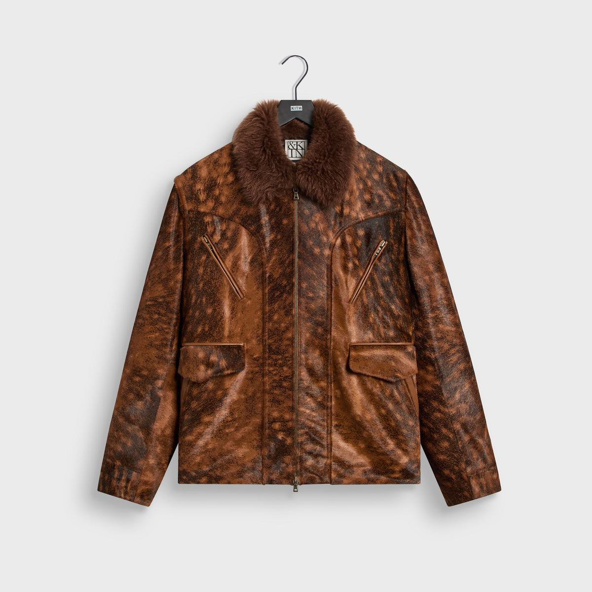 &Kin Deer Print Ponyhair Vail Jacket - Nougat