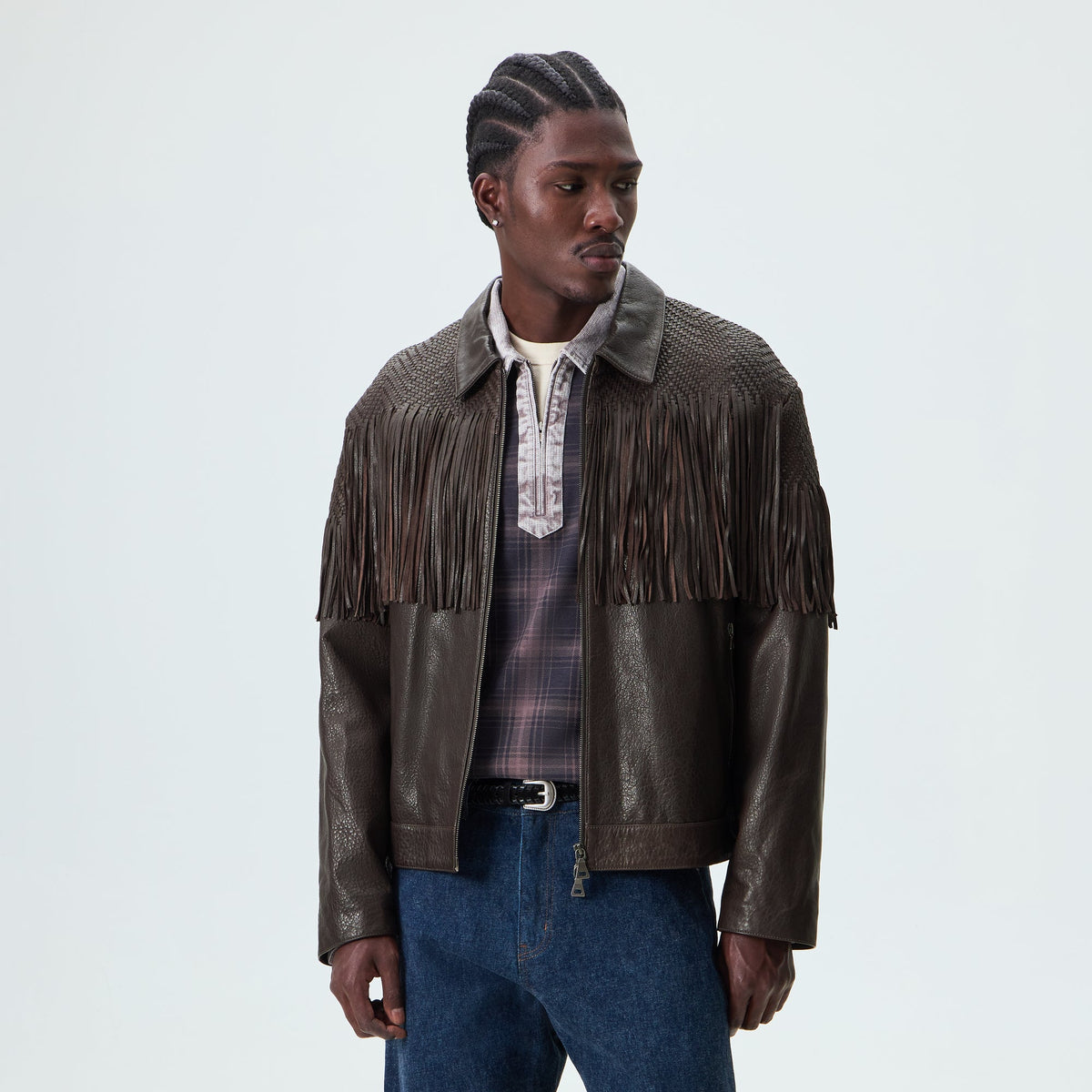 &Kin Leather Fringe Oren Blouson Jacket - Zoom