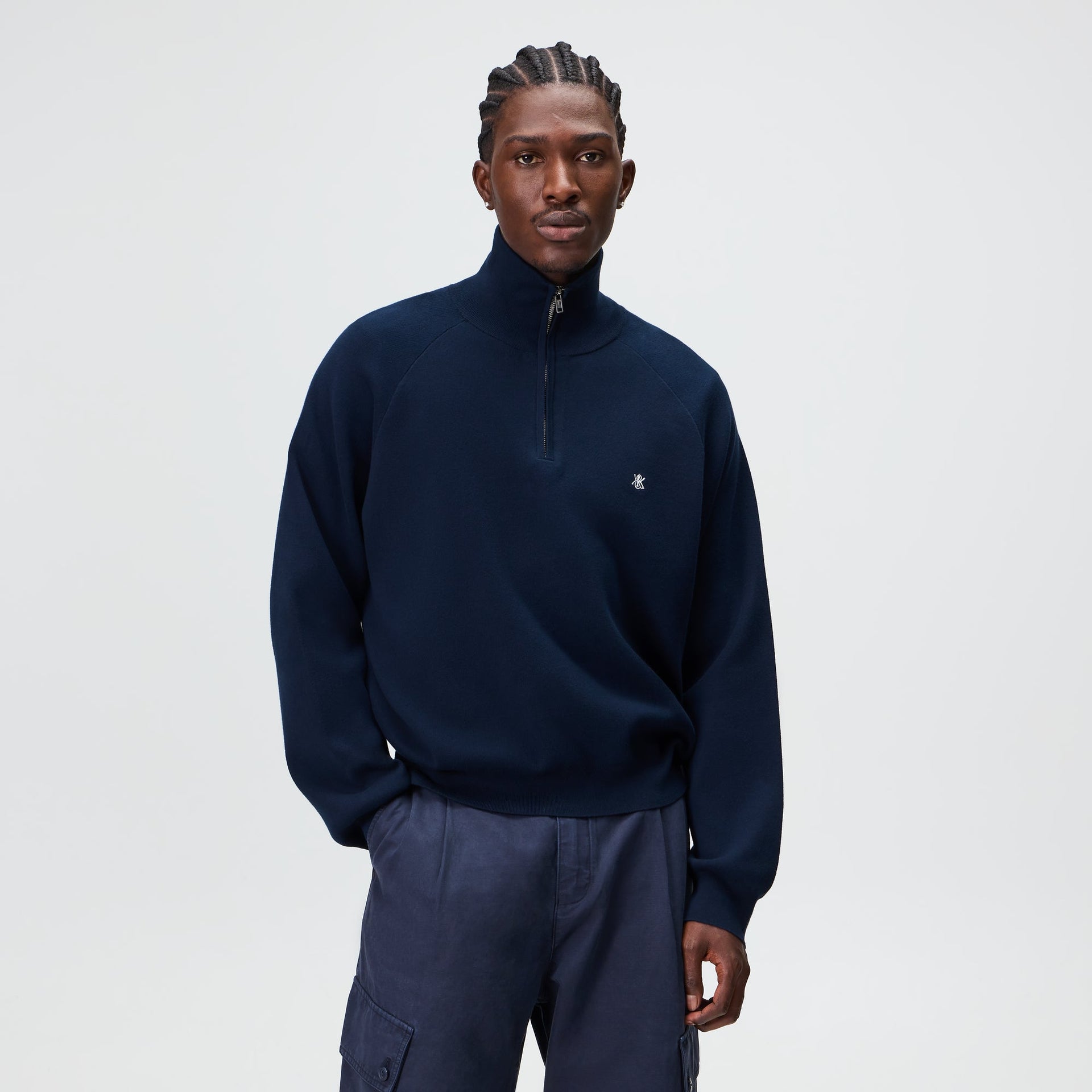 kith.mompact Cotton Knit Javier Quarter Zip Pullover - Nocturnal