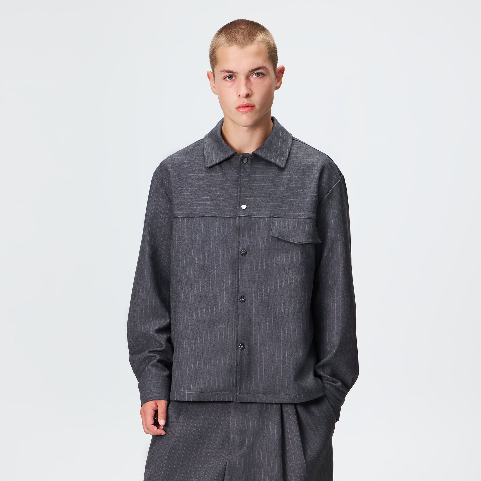 Kith Double Weave Montague Shirt - Dark Heather Grey