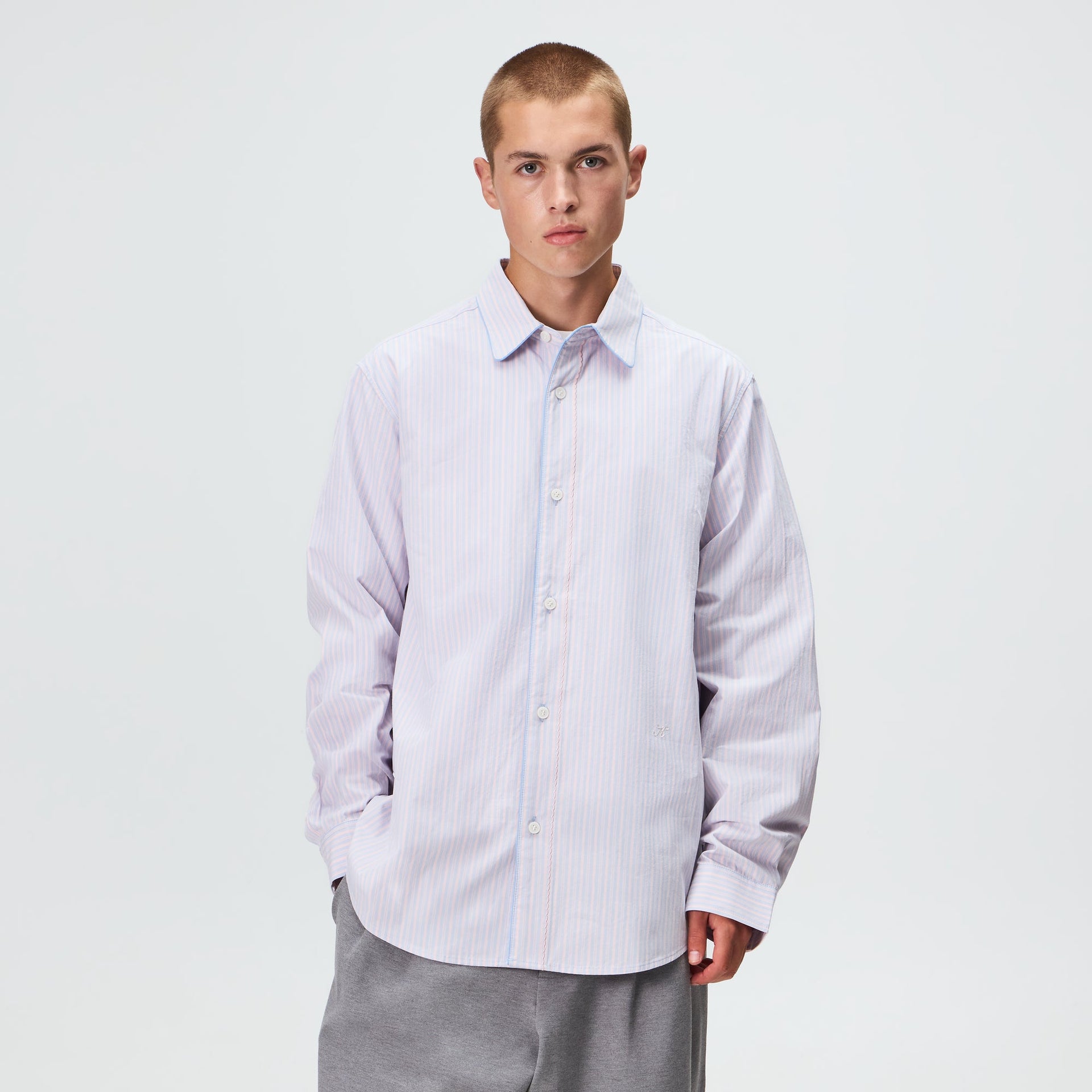 Kith Striped Poplin Georgie Shirt - Hydrangea