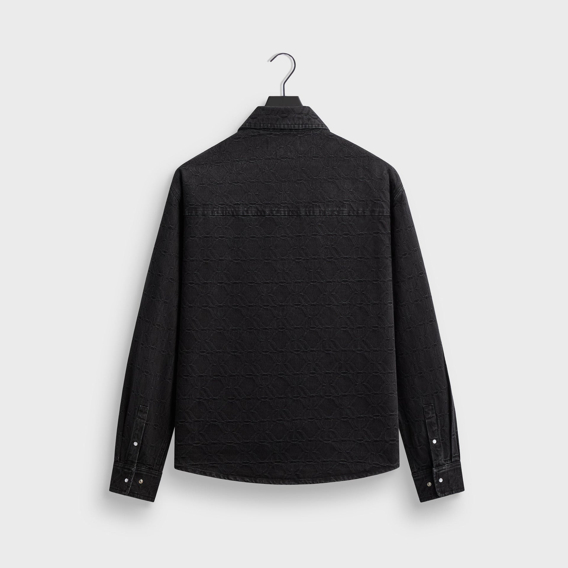 Kith Jacquard Crest Apollo shirt in black denim, back flat lay
