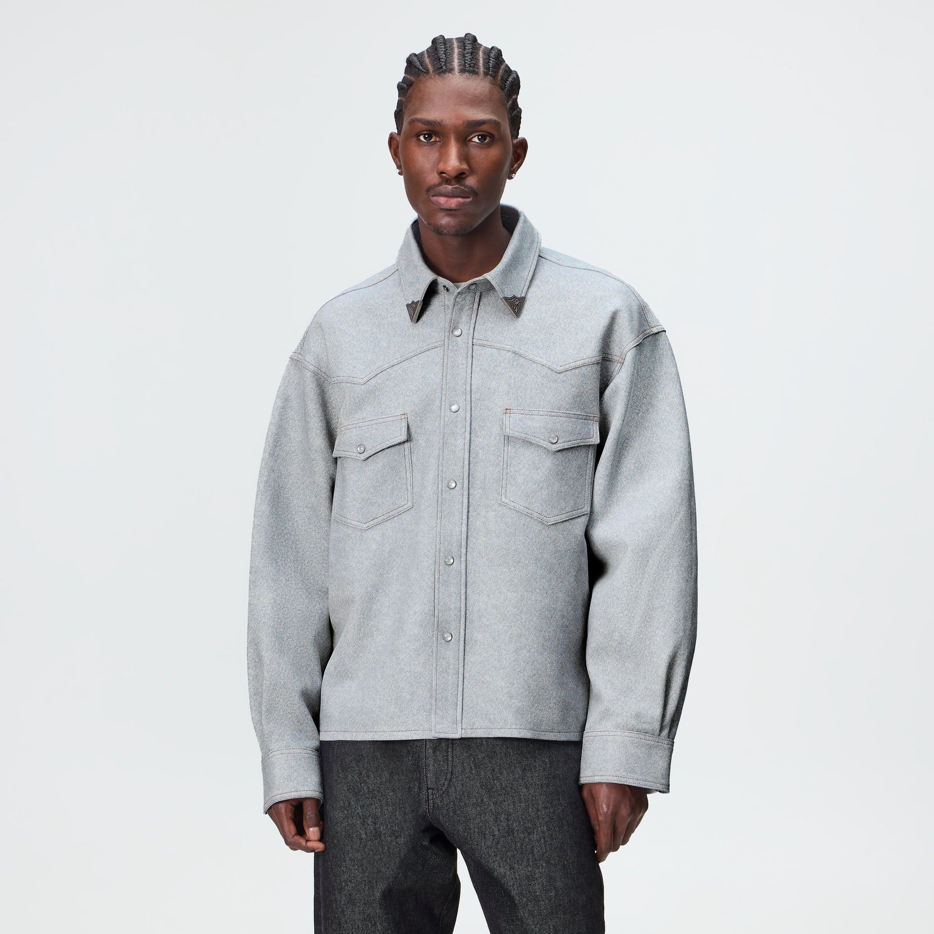 Kith Leather Denim Western Henson Shirt - Light Indigo