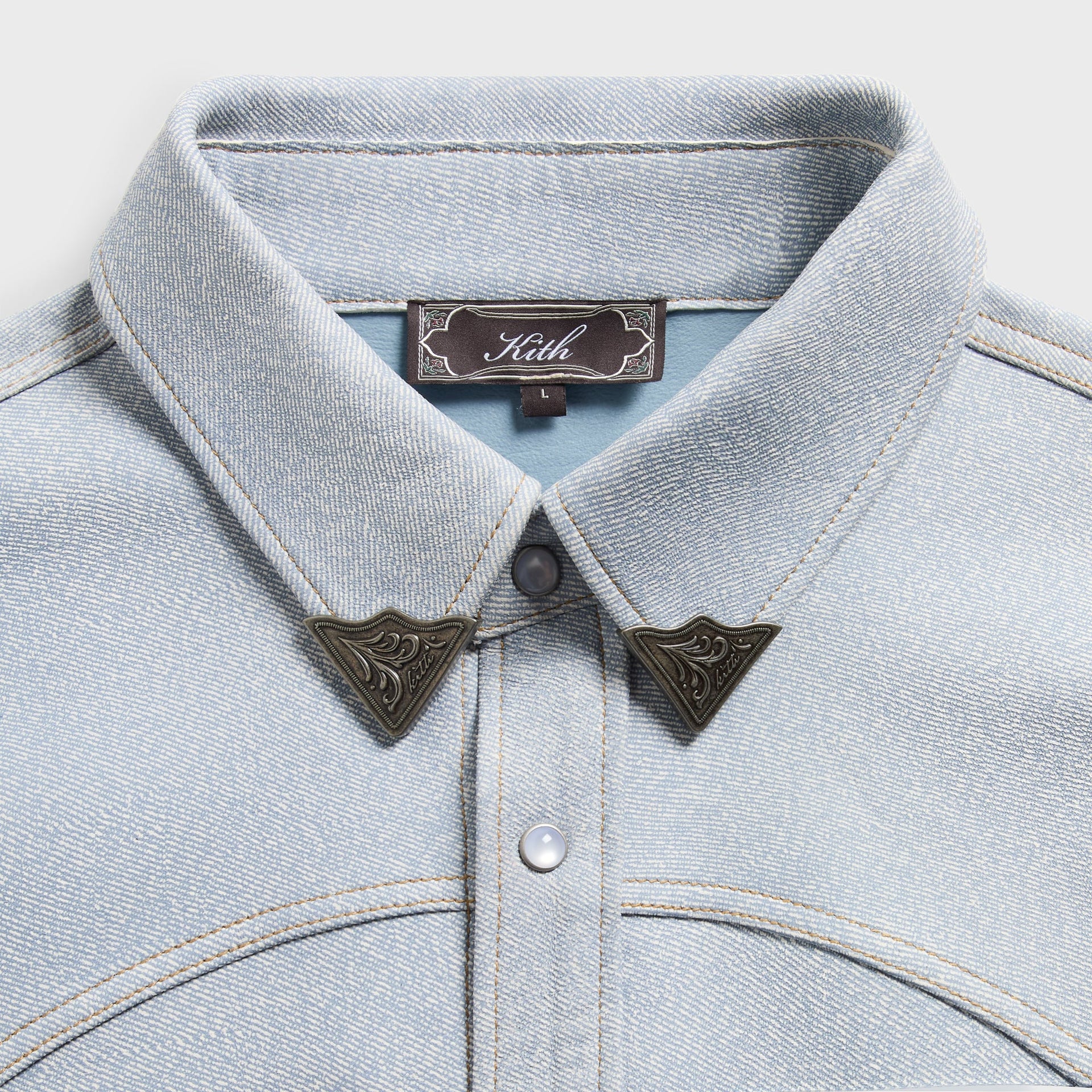 Kith Leather Denim Western Henson Shirt - Light Indigo