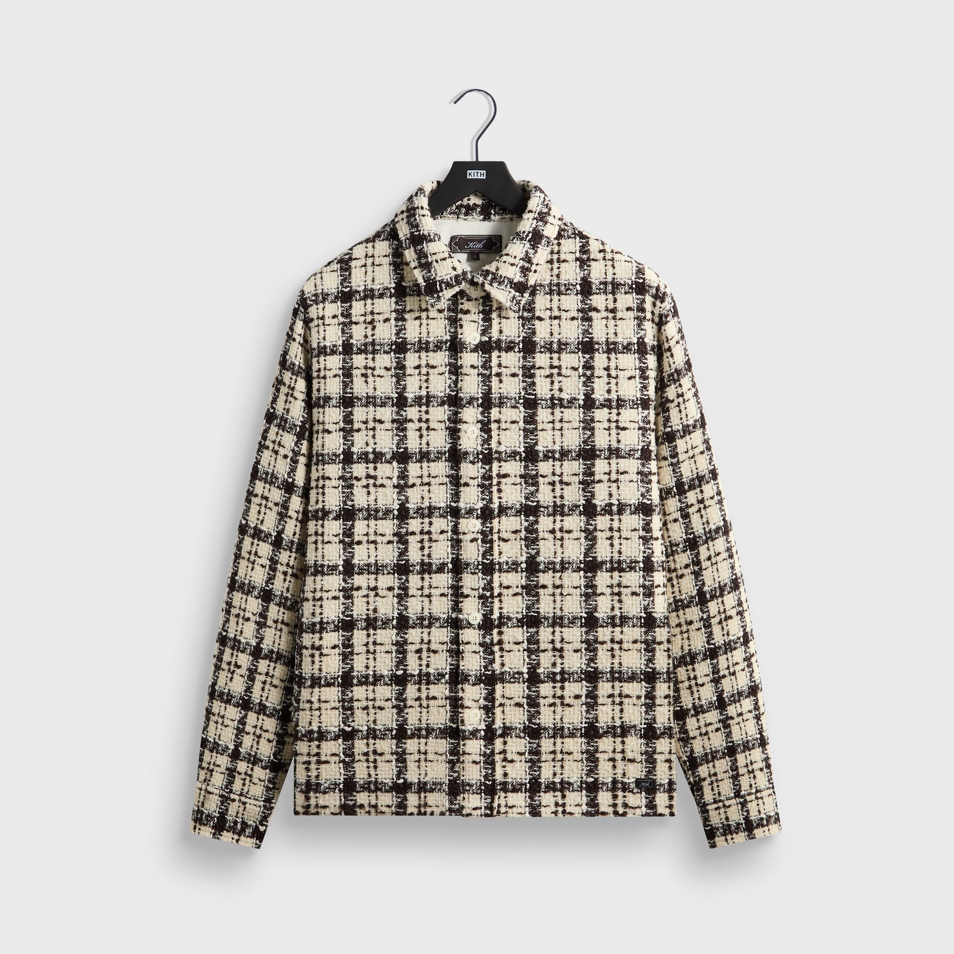 Kith Boucle Plaid Boxy Collared Overshirt - Sandrift - PH