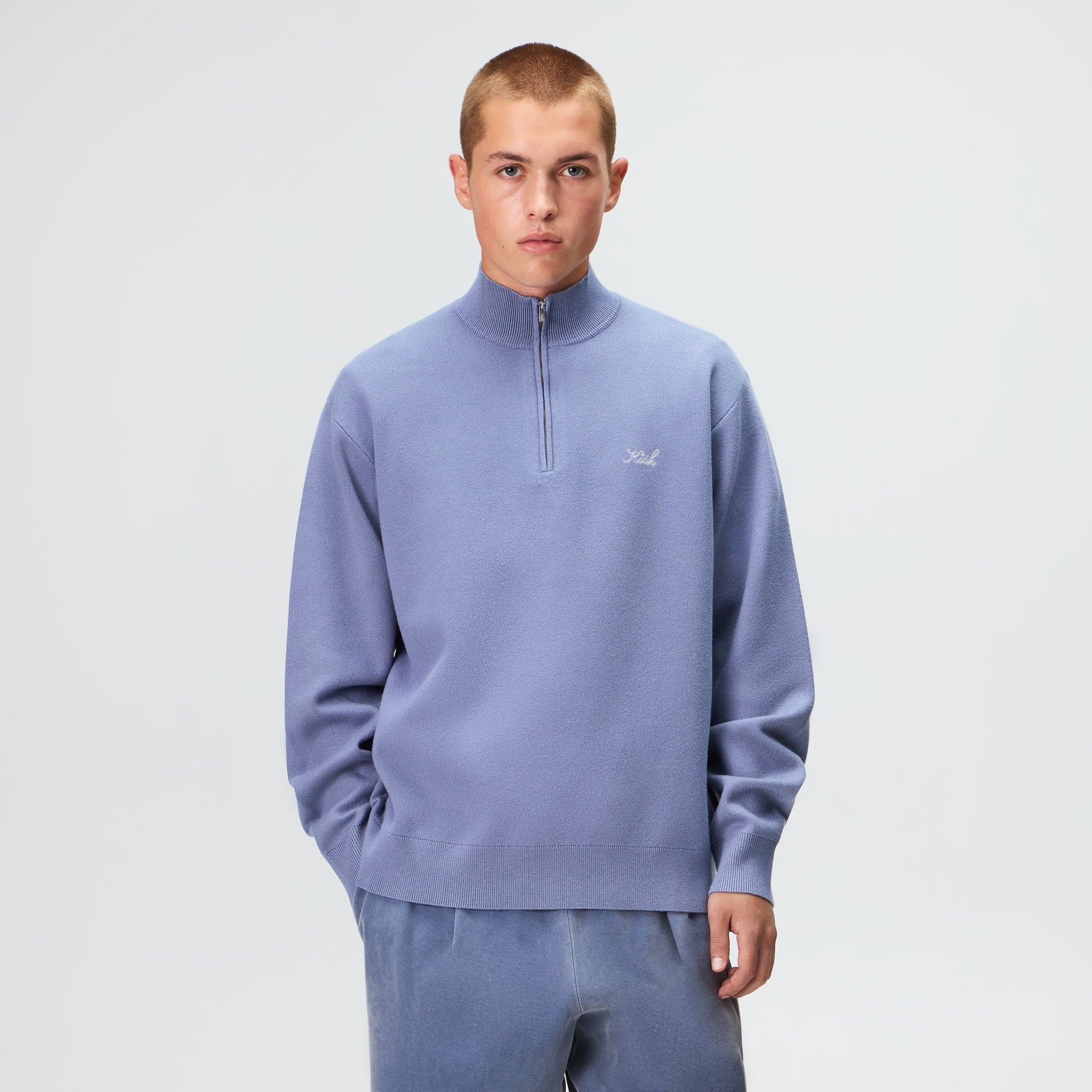 Kith Harmon Quarter Zip Mock Neck - Granite