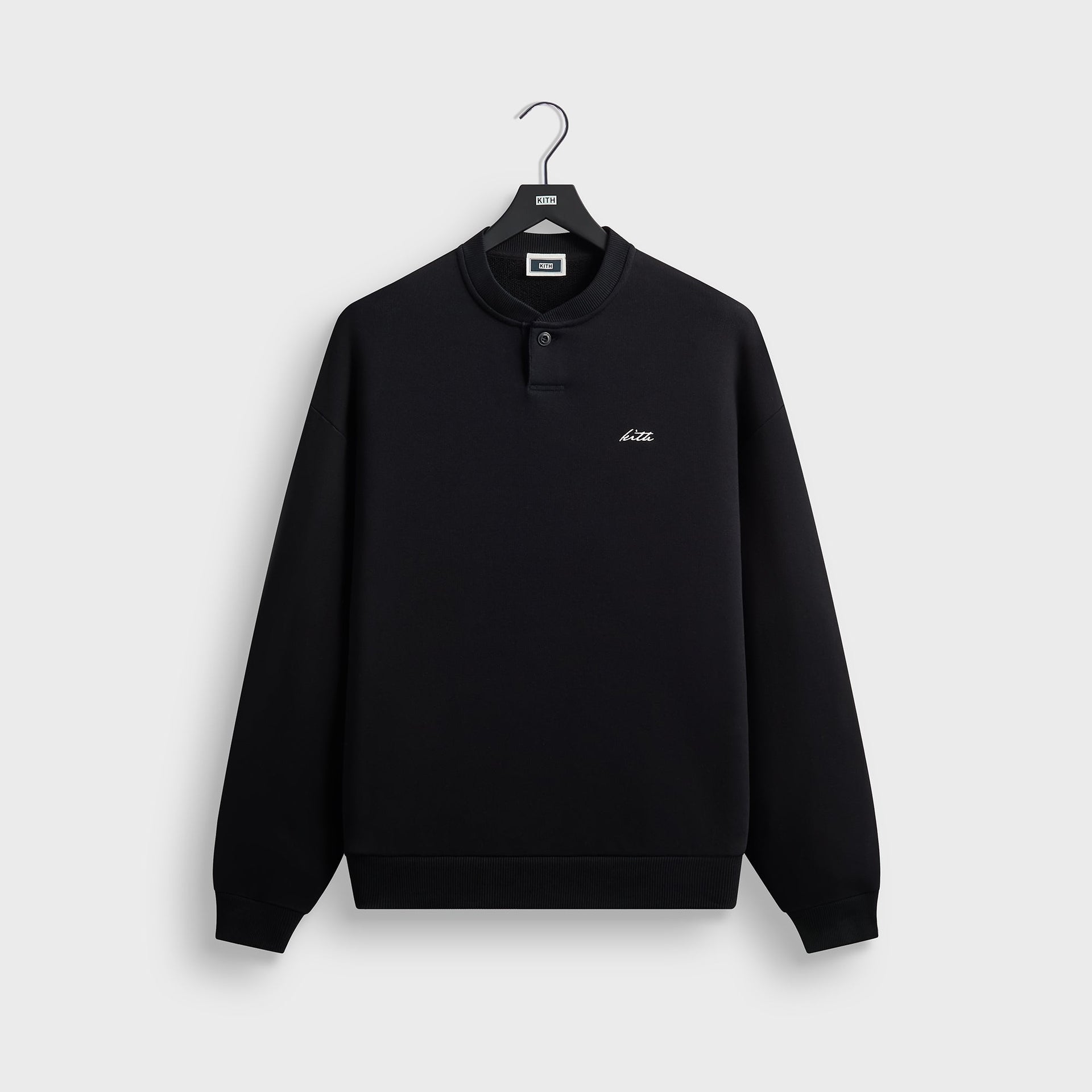 Kith Heavy Loop Henley Nelson Pullover - Black - PH