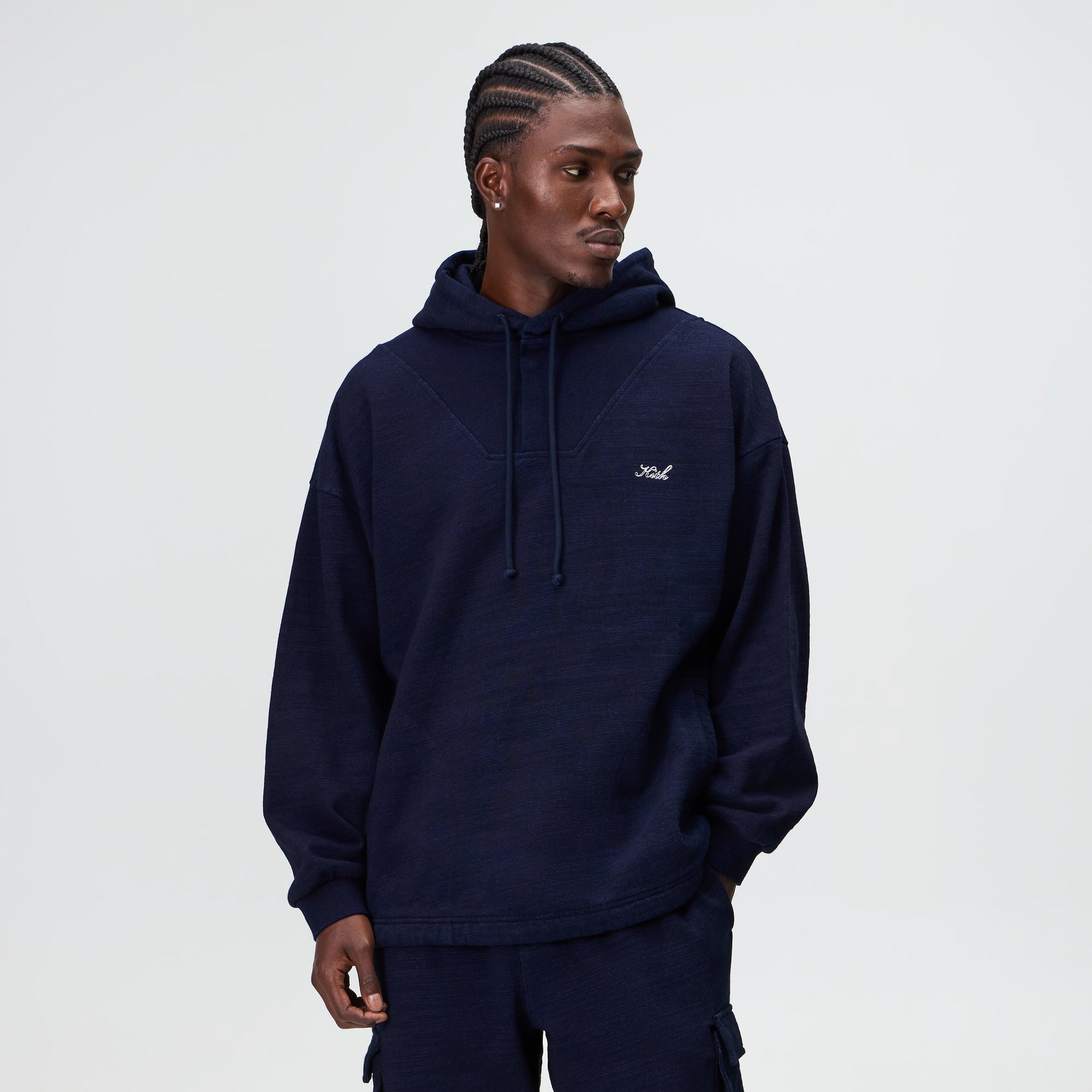 Kith Indigo Fleece Cropped Camden Hoodie - Raw Indigo