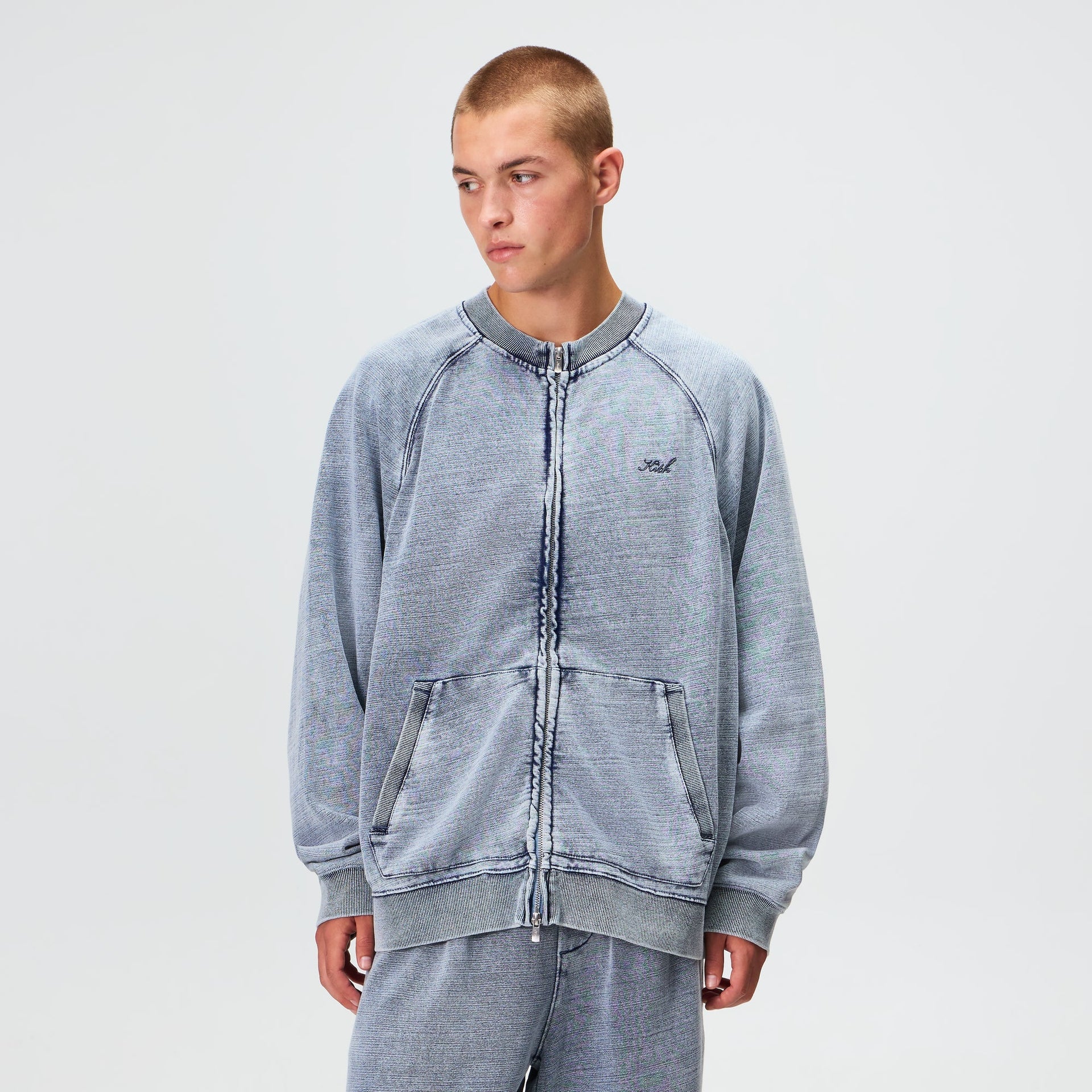Kith Indigo Fleece Linus Full Zip Crewneck - Light Indigo - PH