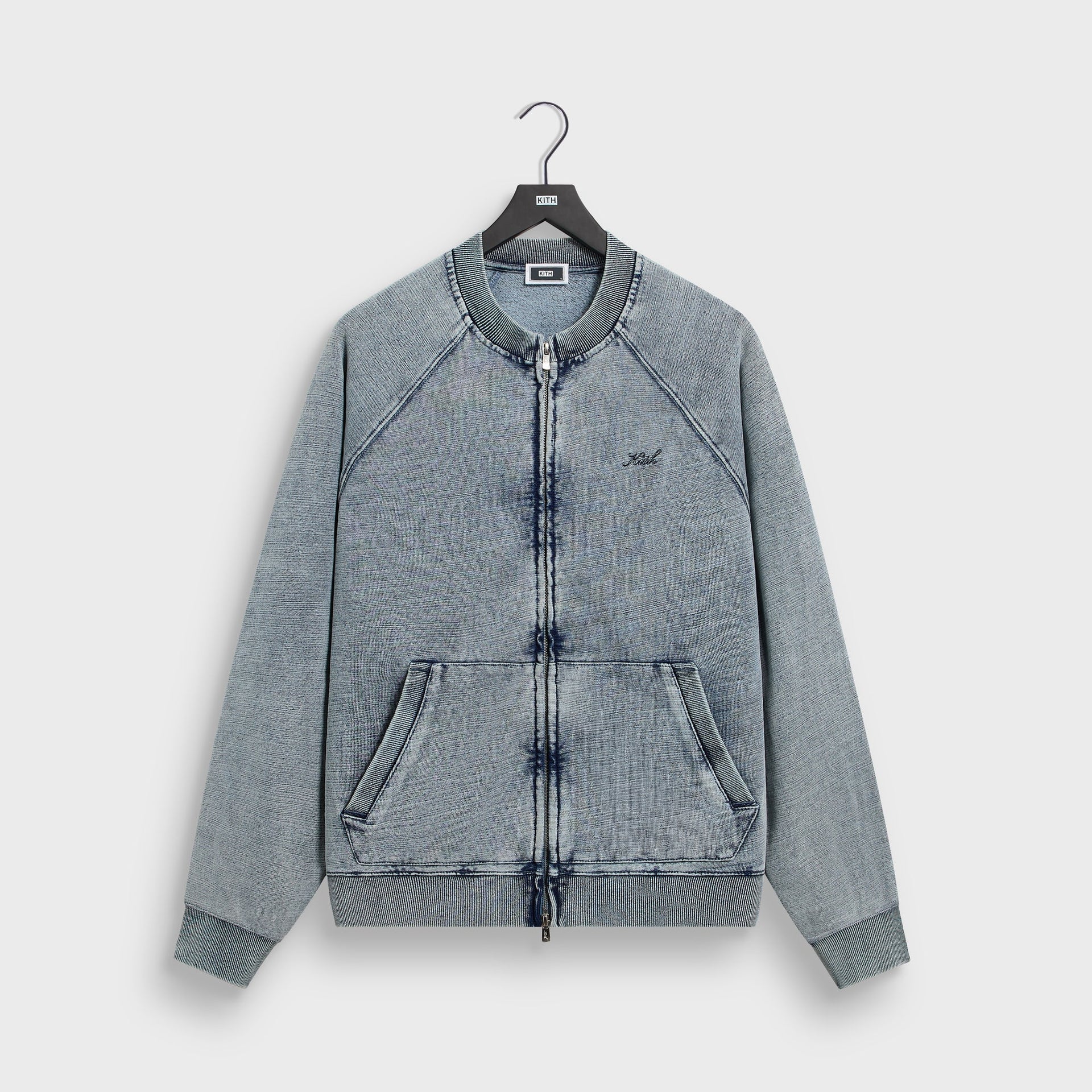 Kith Indigo Fleece Linus Full Zip Crewneck - Light Indigo - PH