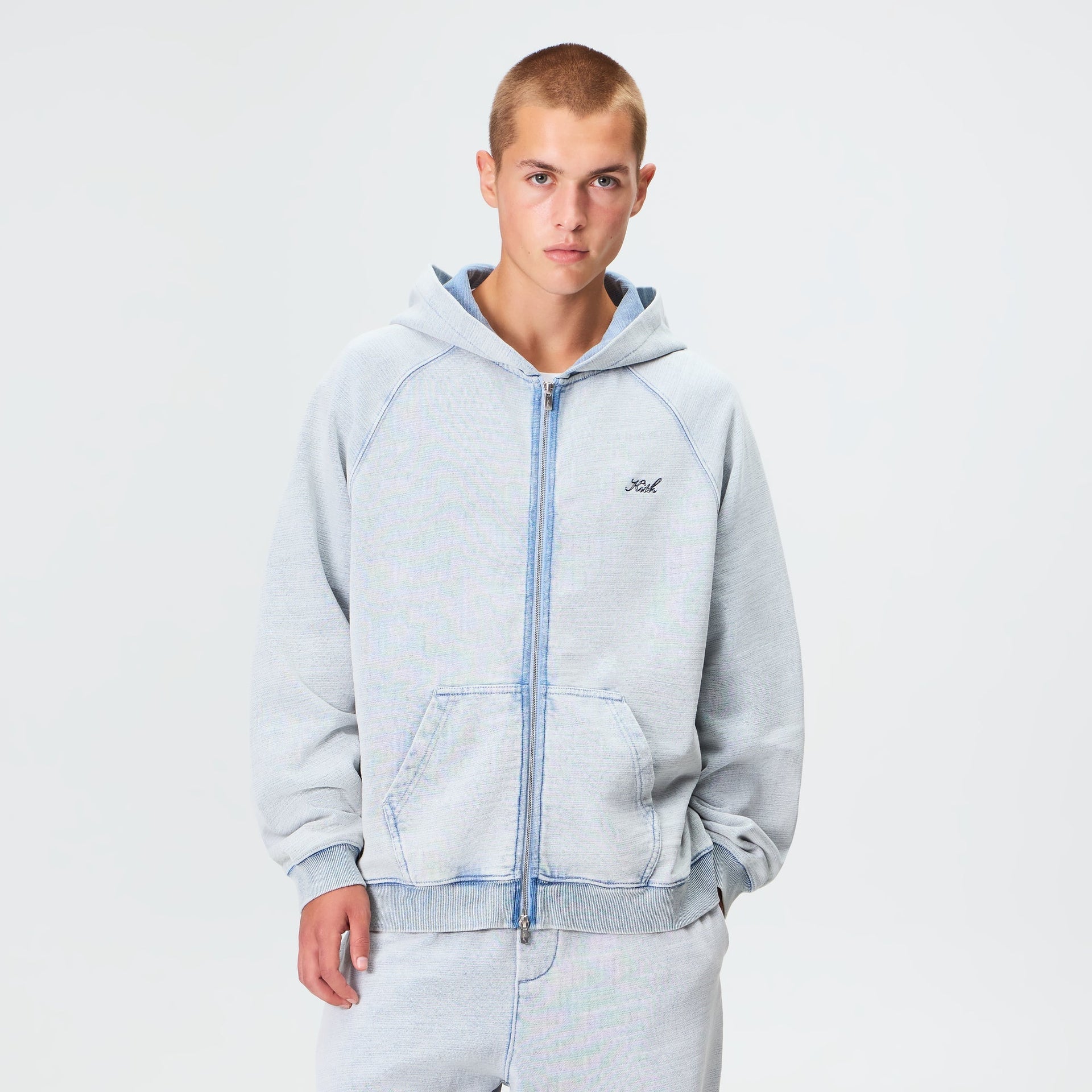 Kith Indigo Fleece Wilder Full Zip Hoodie - Pale Indigo - PH