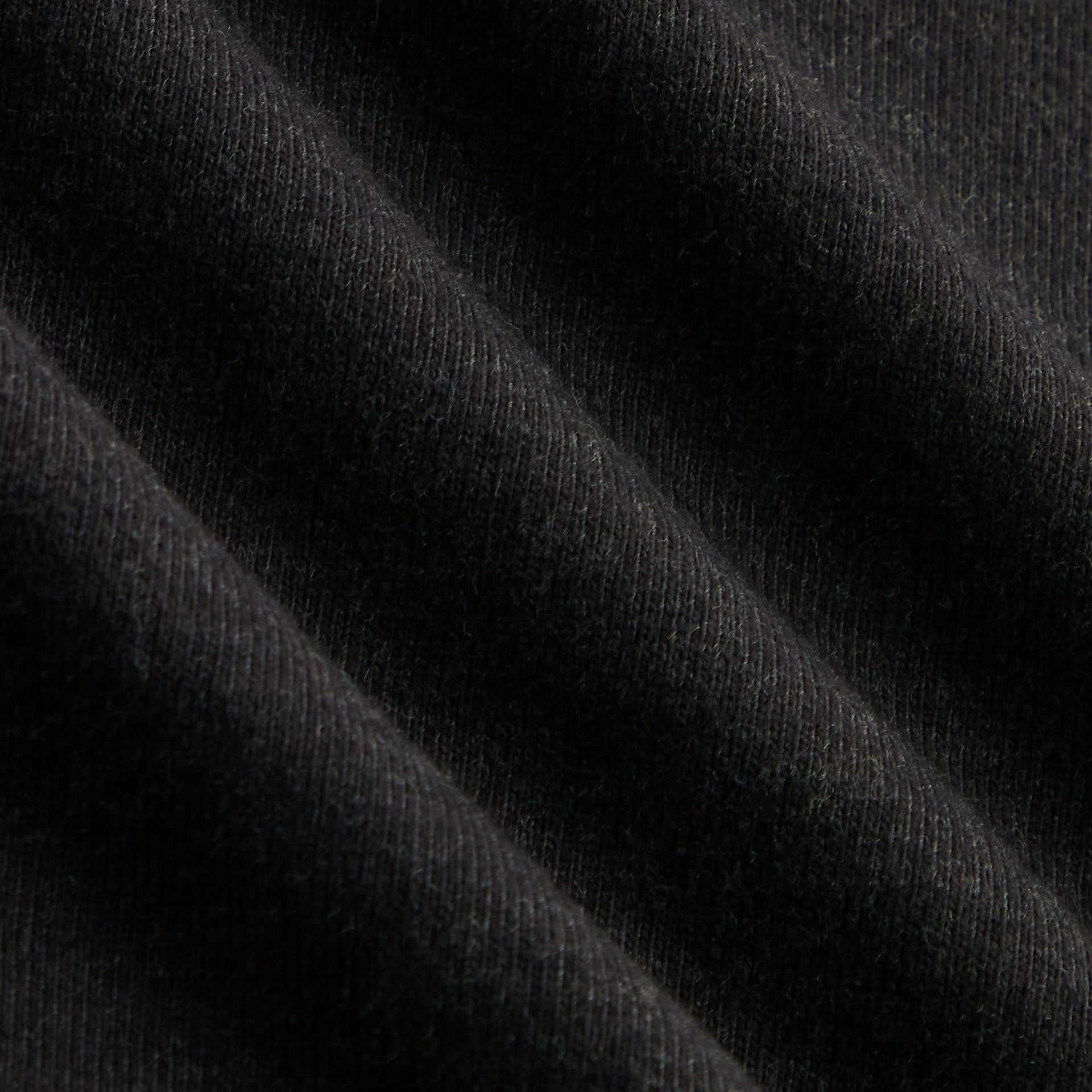 &Kin James mock neck tee fabric close-up, black cotton jersey