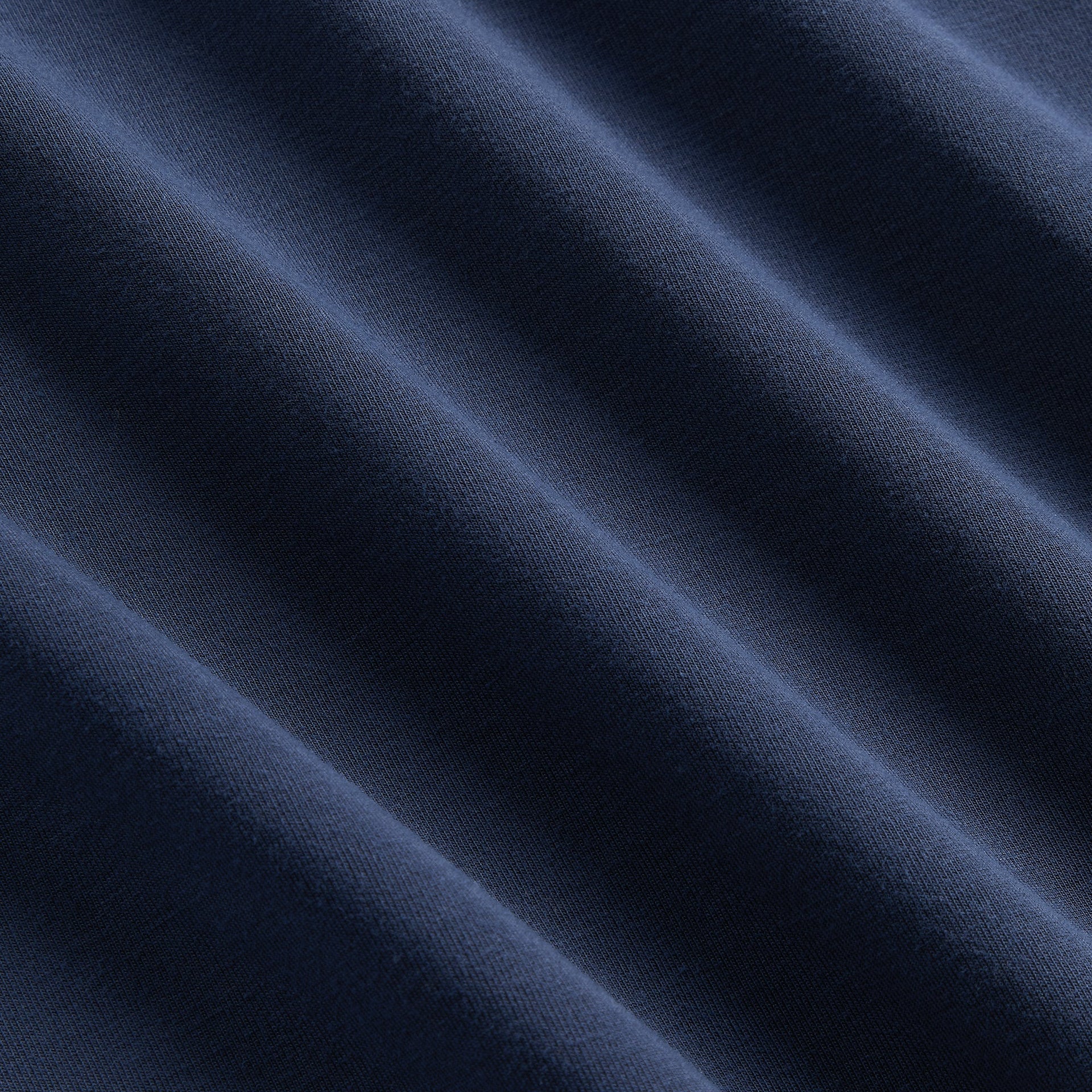 &Kin Mock Neck Albie Tee close-up of Nocturnal navy cotton jersey knit texture
