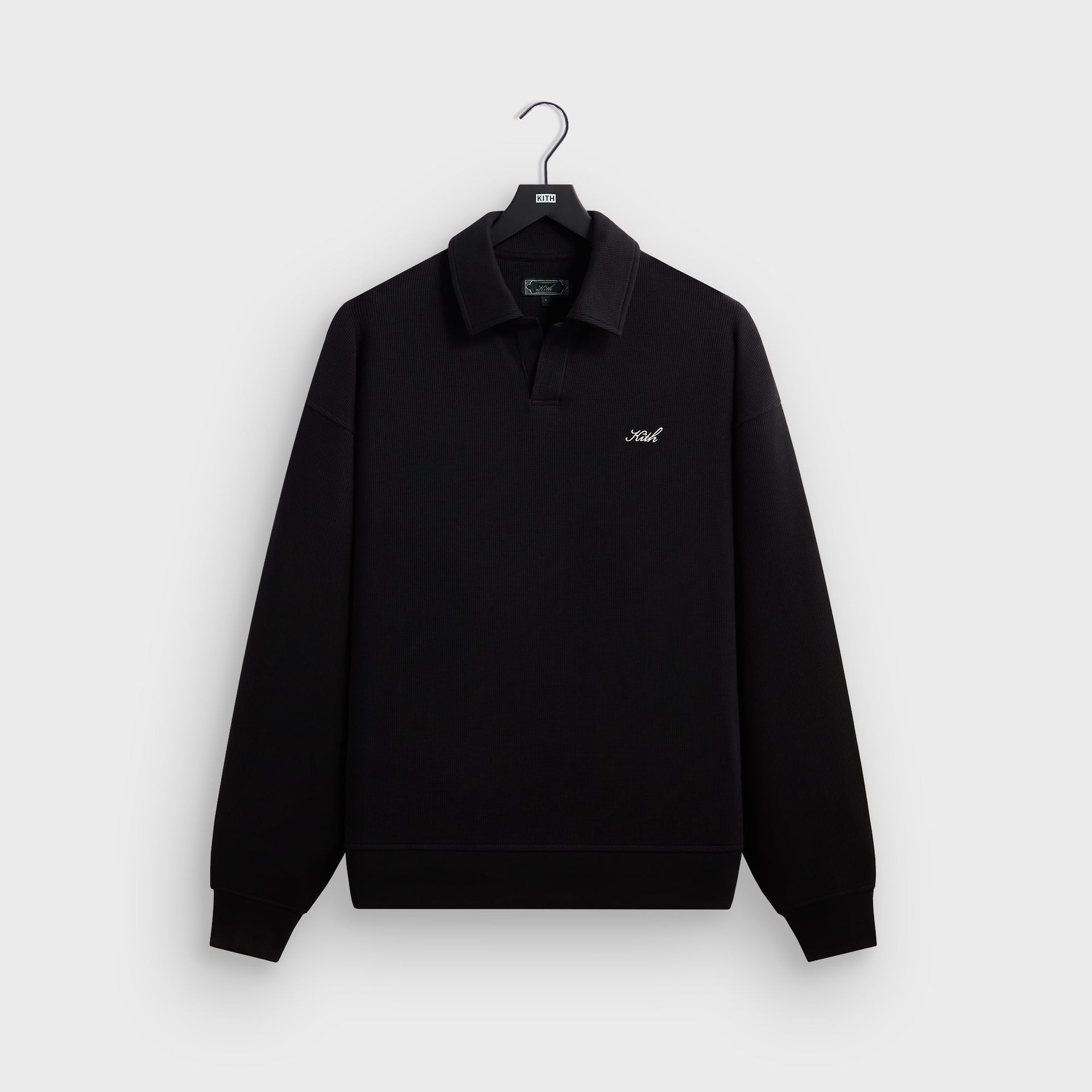 Kith Micro Waffle Nelson Rugby Pullover - Black