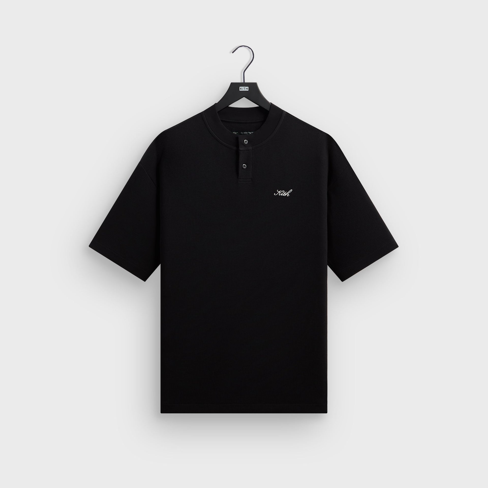 Kith Micro Waffle Tristan Henley - Black