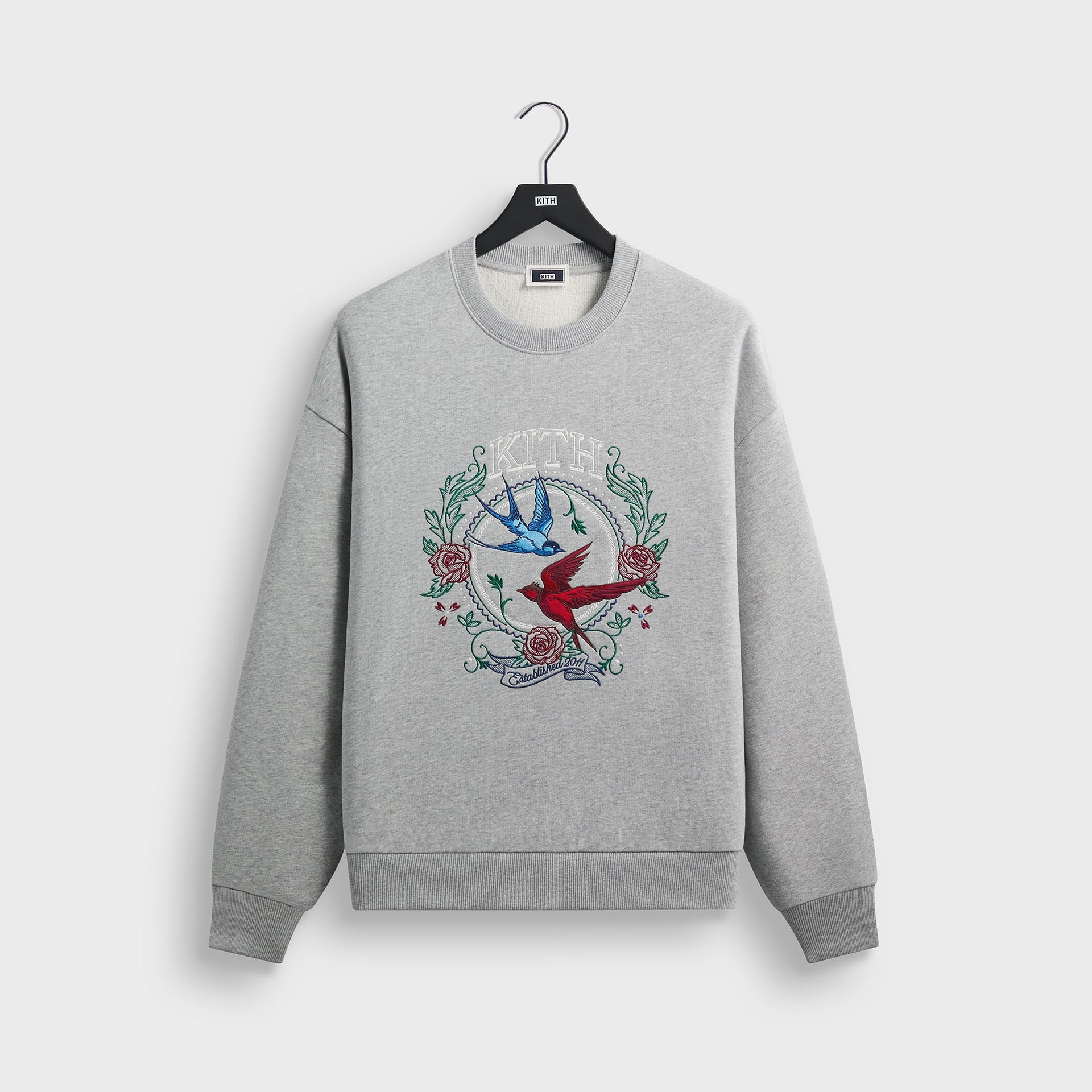 Kith Swallow Emblem Nelson Crewneck - Mid Heather Grey