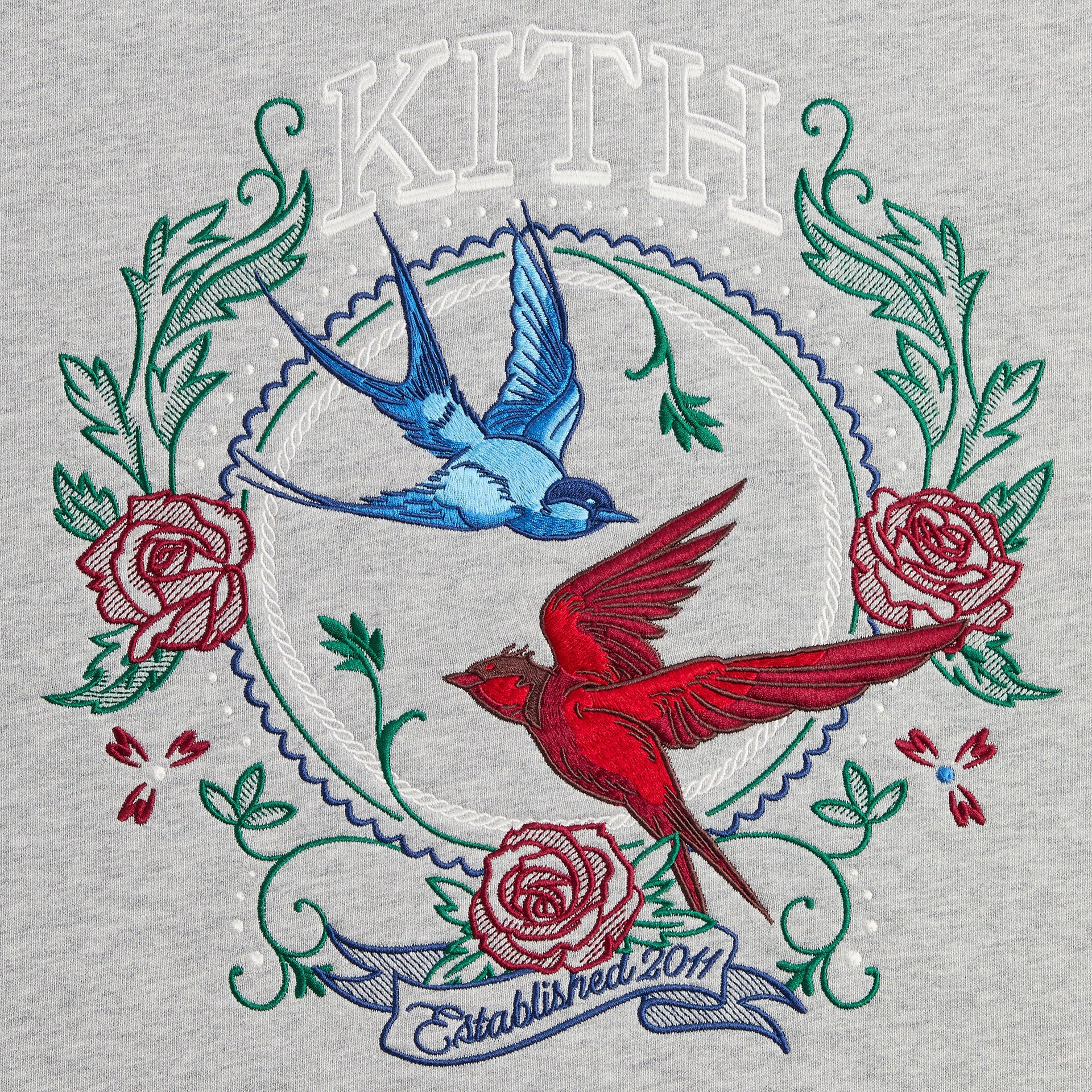 Kith Swallow Emblem Nelson Crewneck - Mid Heather Grey