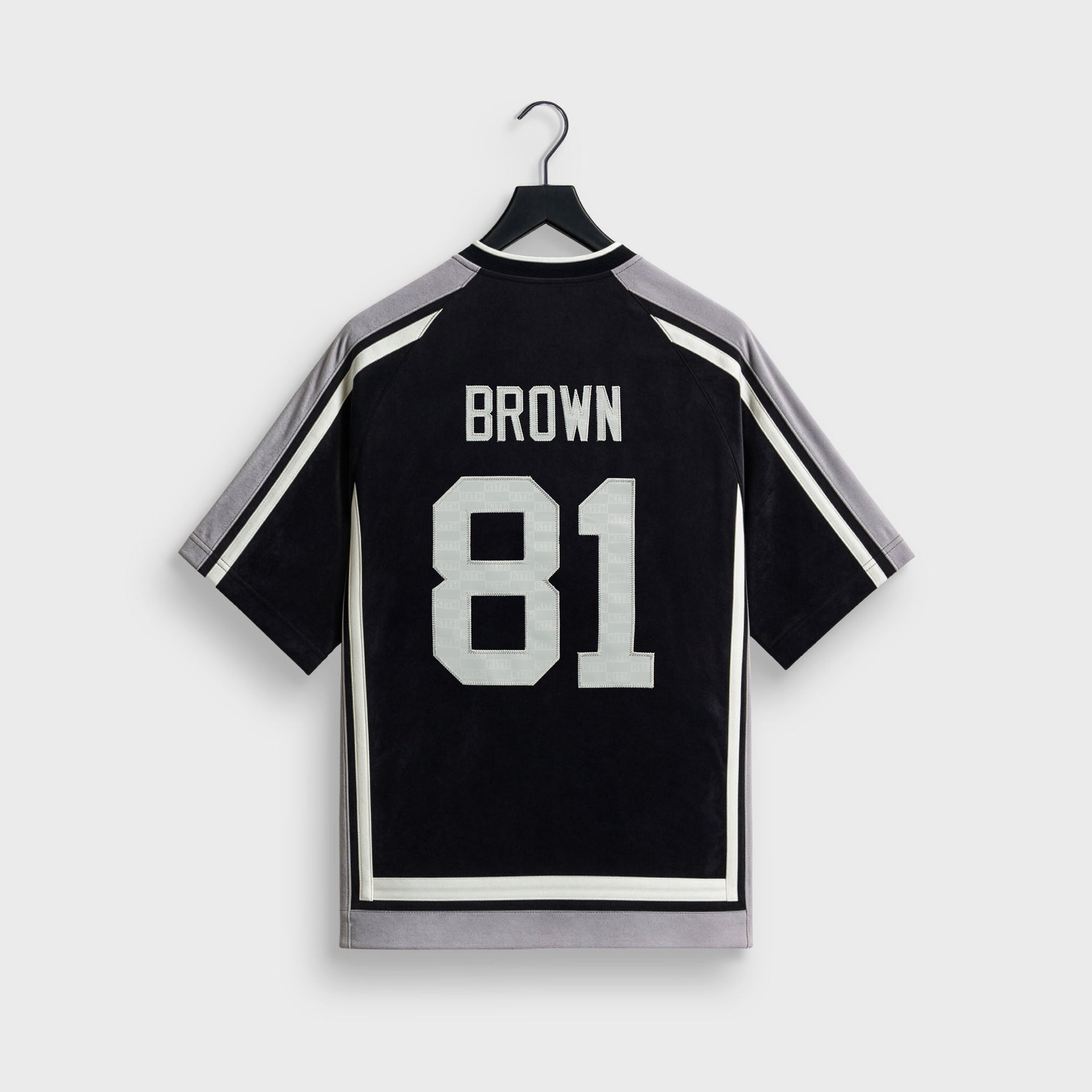 Kith and the NFL for the Oakland Raiders Leon shirt, back flat lay showing Brown 81 nameplate