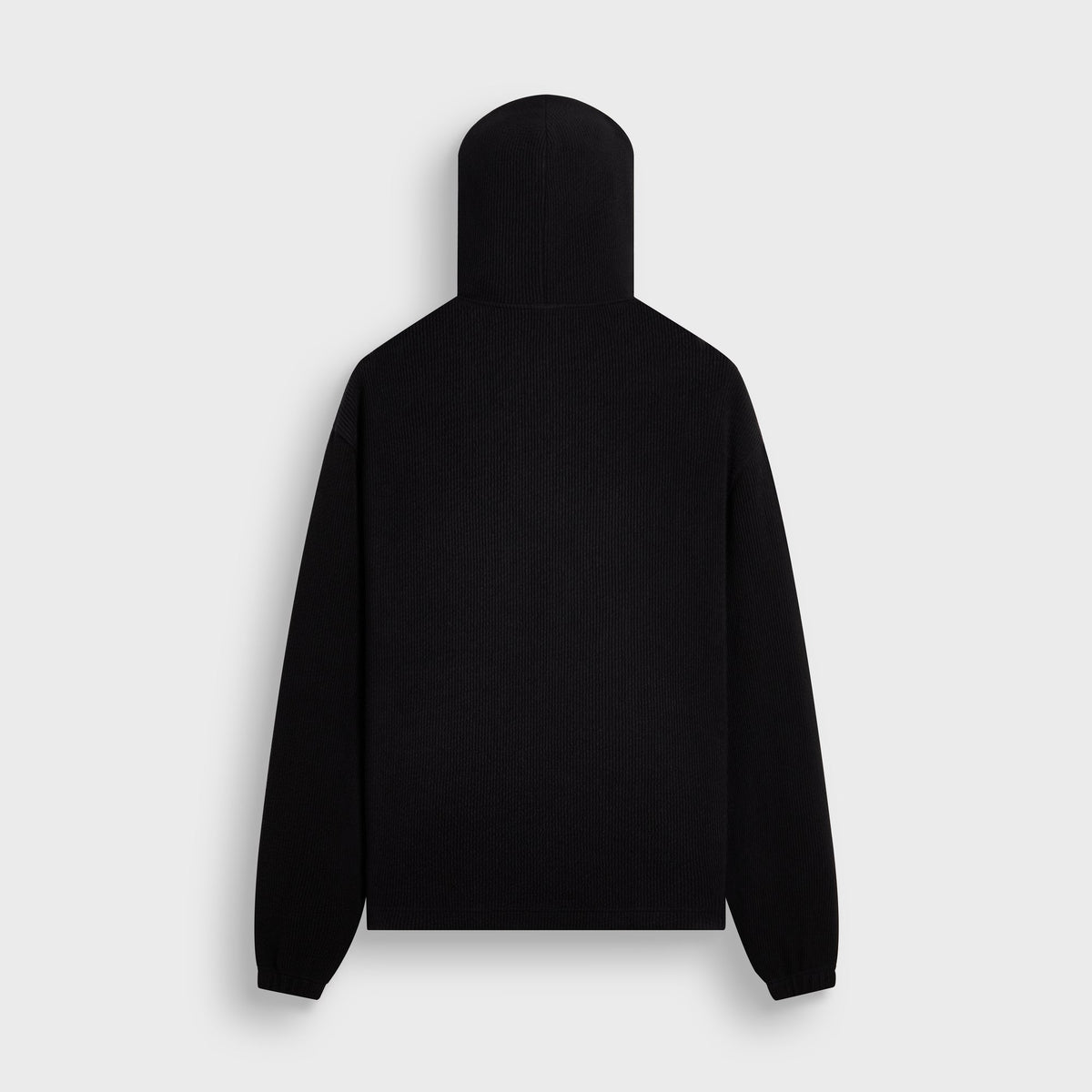 Kith Heavy Crepe Wilder Quarter Zip Hoodie in black, back view, with hood