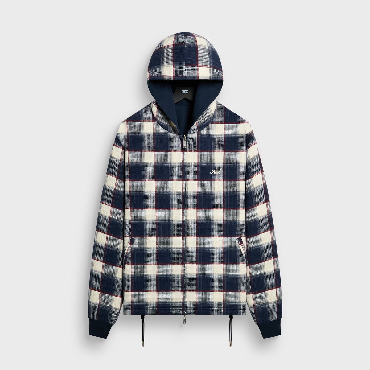 Kith Reversible Waffle Plaid Khenny Zip-up Hoodie - Nocturnal - PH