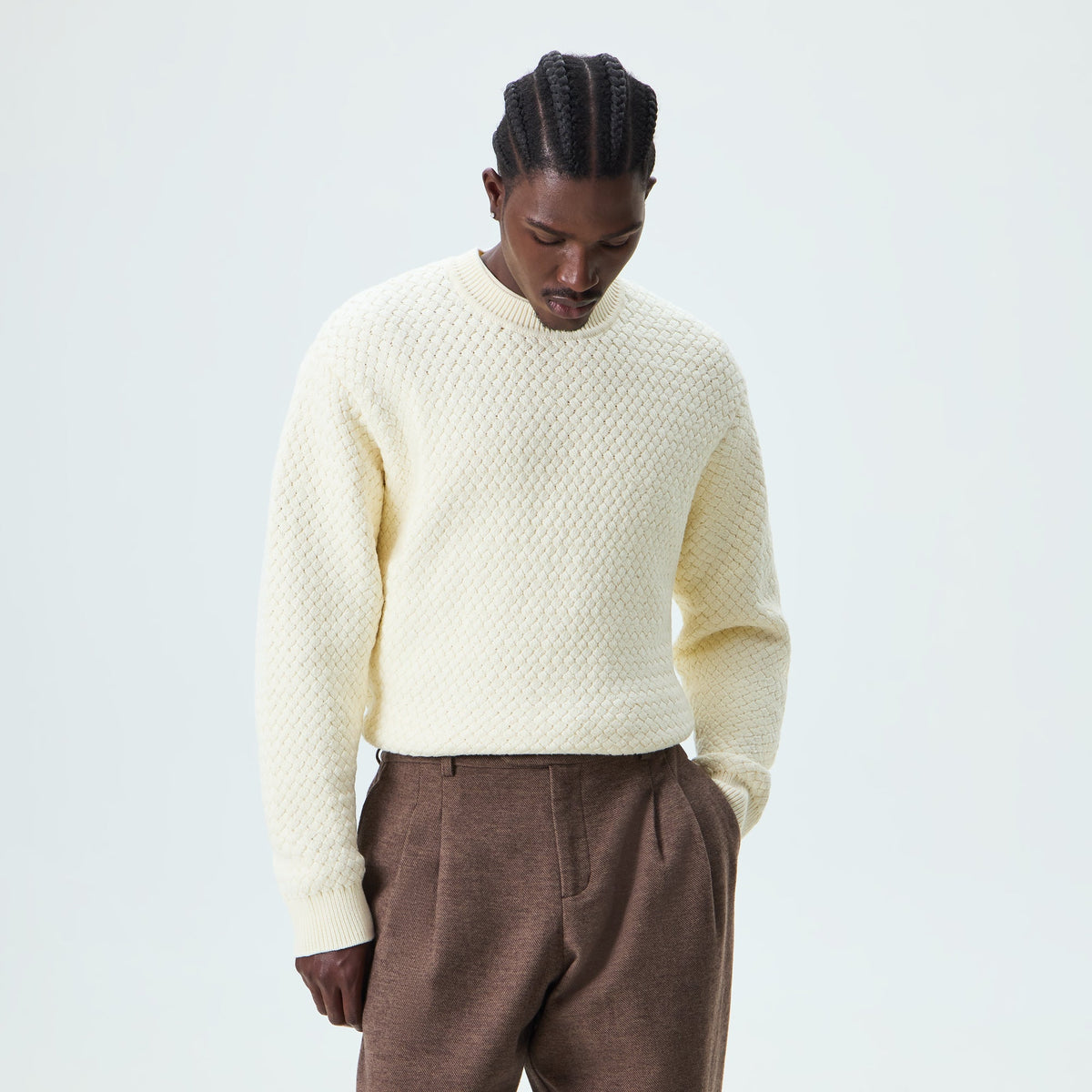 Kith Basketweave Lewis Crewneck - Sandrift
