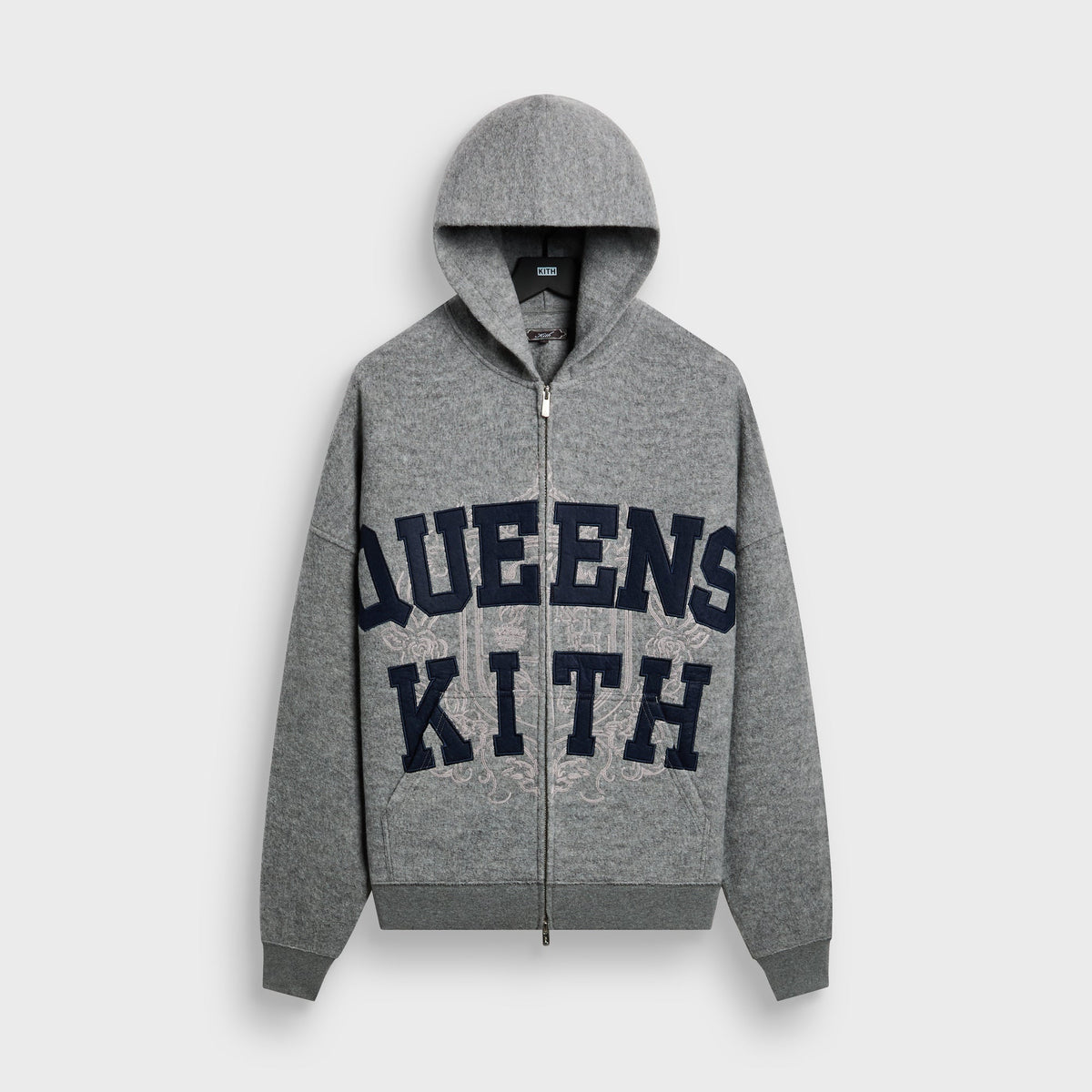 Kith Wool Braxton Full Zip Hoodie - Medium Heather Grey
