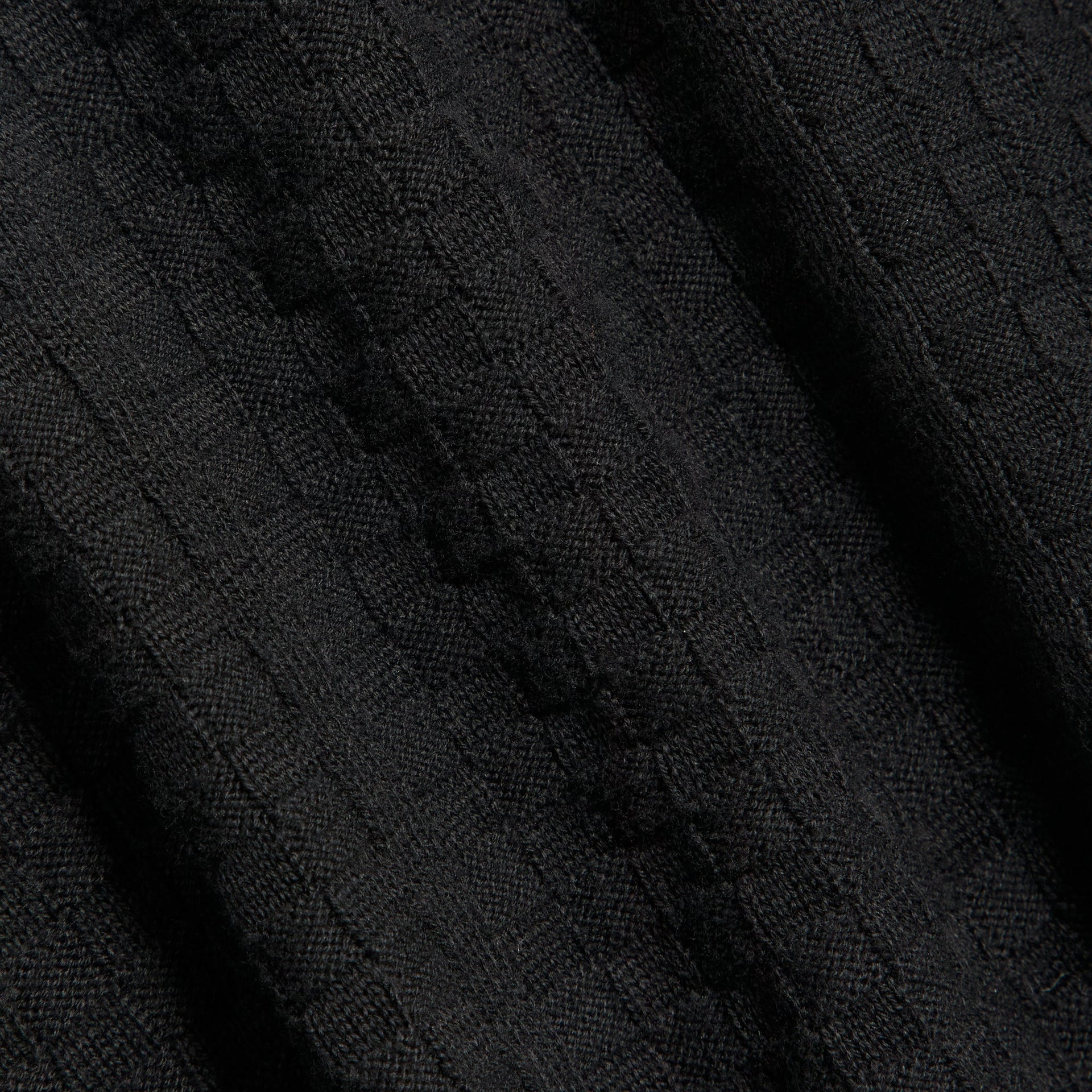 Close-up of the textured knit weave on the Kith Long Sleeve Tilden pullover in black