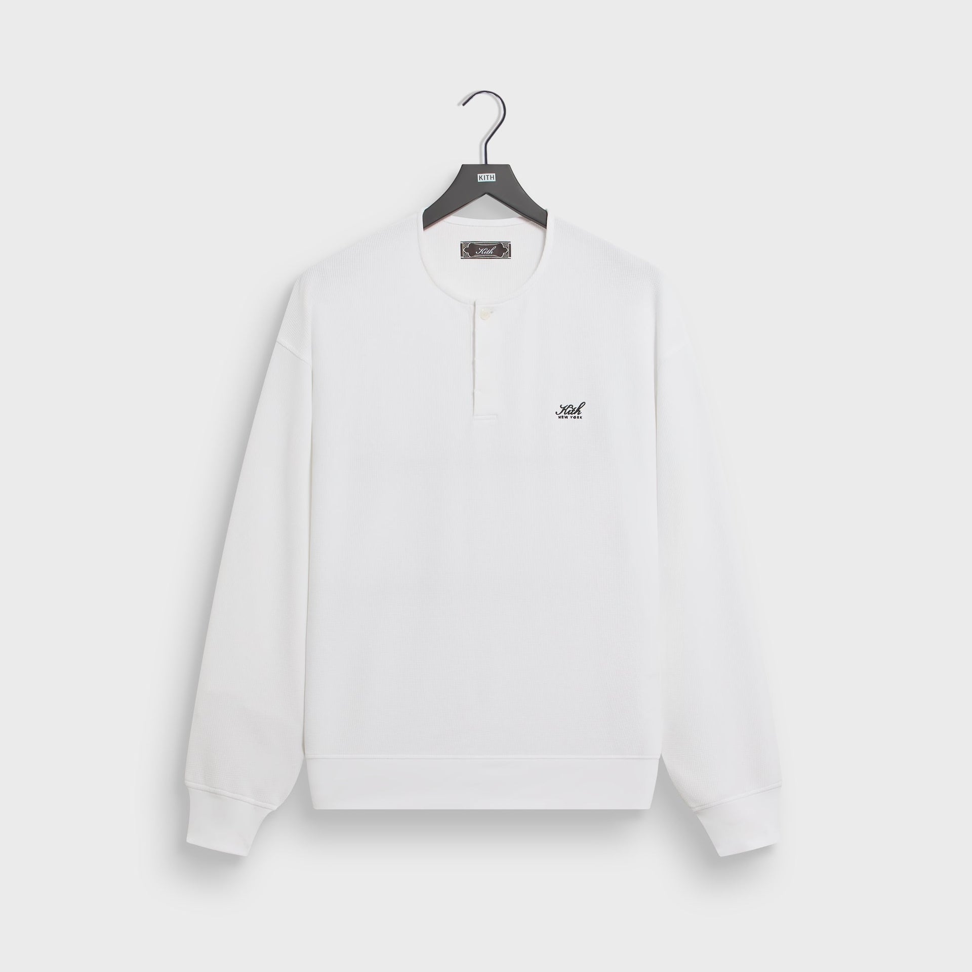 Kith Micro Waffle Long Sleeve Colby Pullover - White