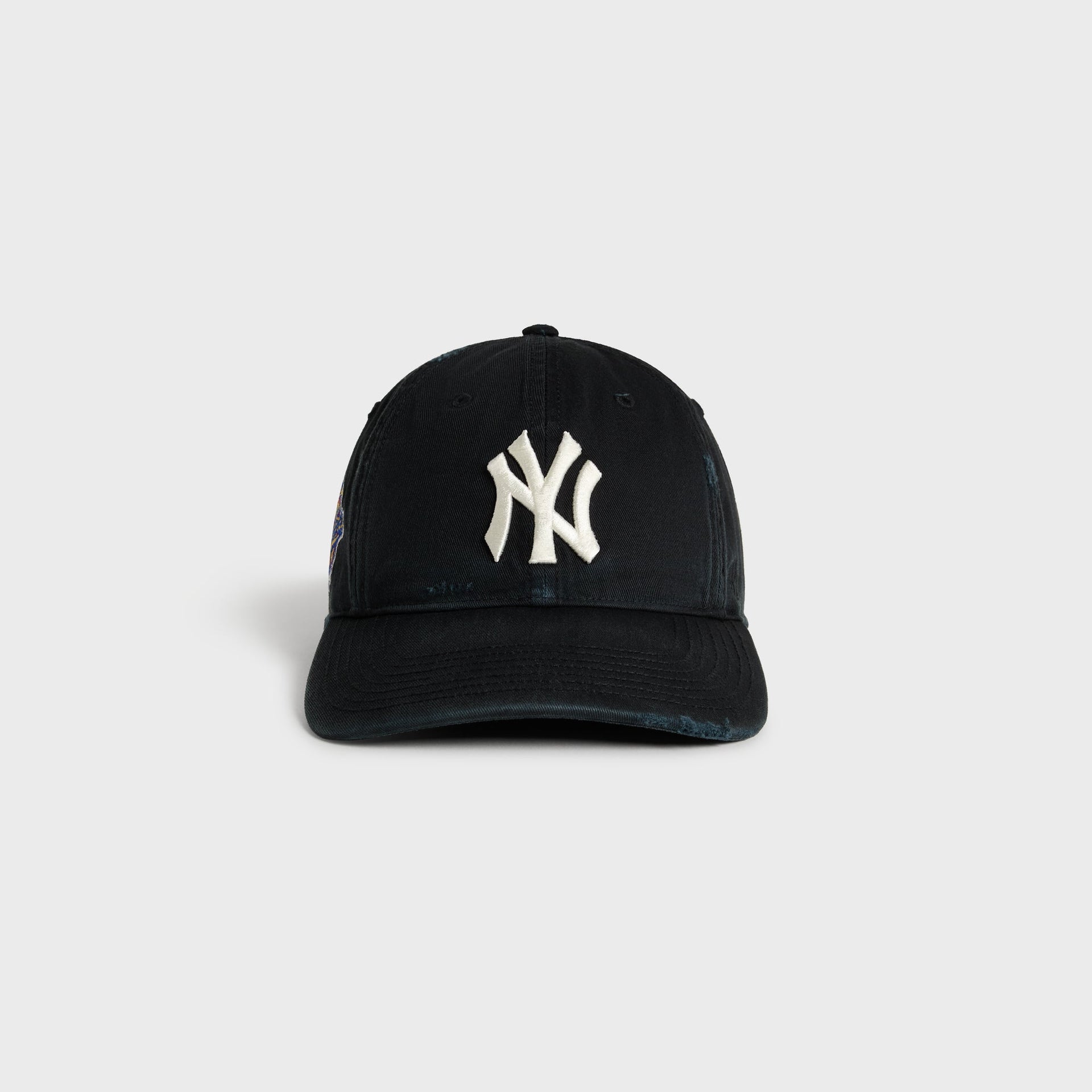 Kith & '47 Sun Faded Franchise LS Cap in Black, front view with cream NY logo