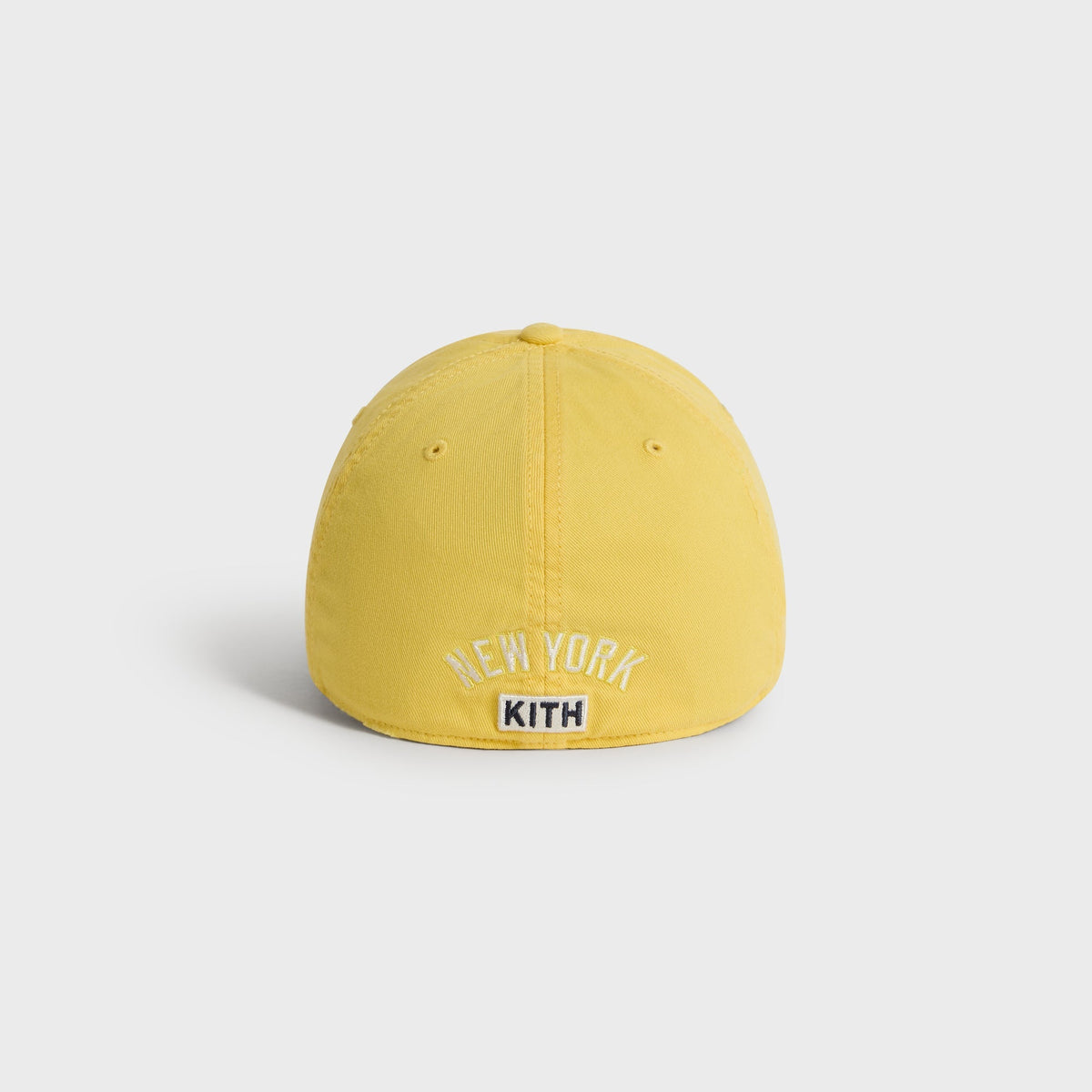Kith & '47 Sun Faded Franchise LS Cap in Buzz, back view with New York Kith text embroidery