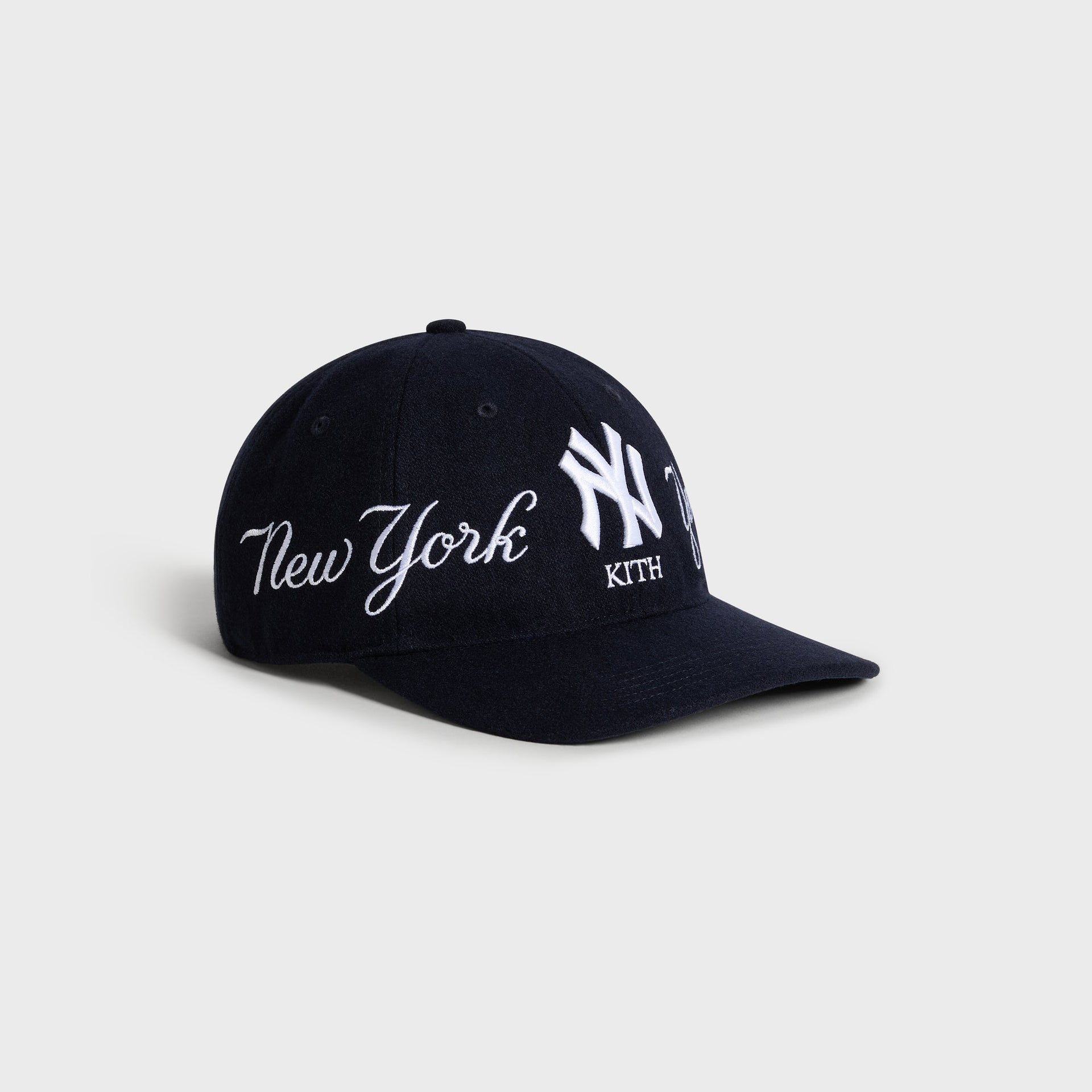 Kith & '47 Wool Clean Up Cap in Nocturnal - 3/4 side angle view