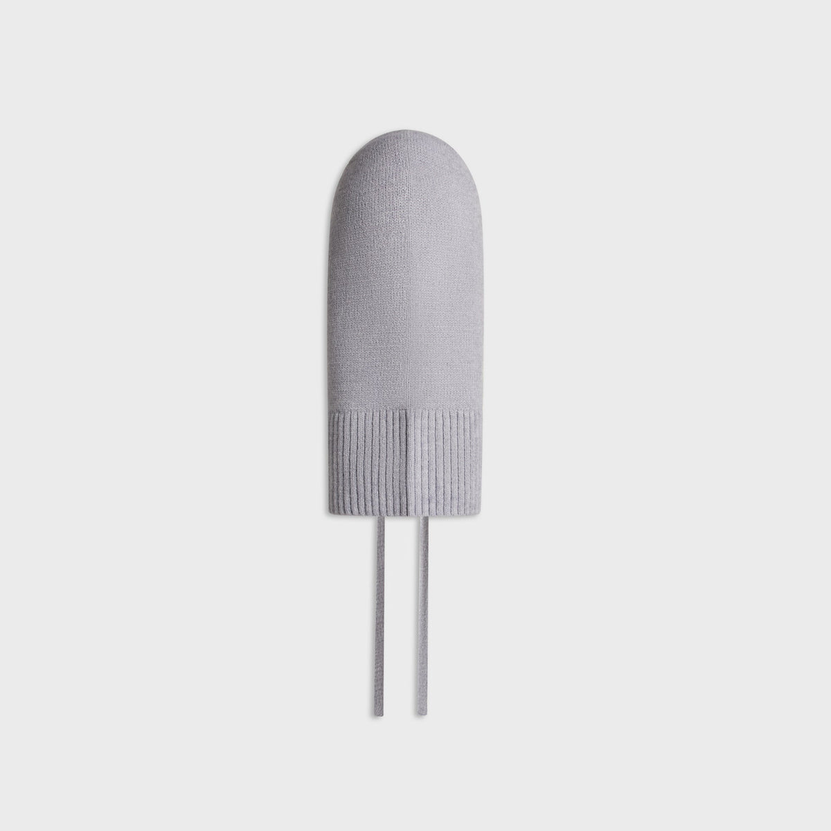 Kith Soft Rib Knit Balaclava light heather grey, alternate back view with drawcords