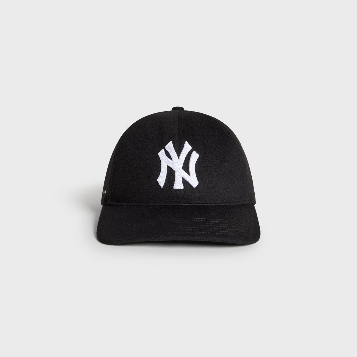 Giorgio Armani & Ronnie Fieg for '47 black wool Franchise fitted cap, front view with white embroidered NY logo