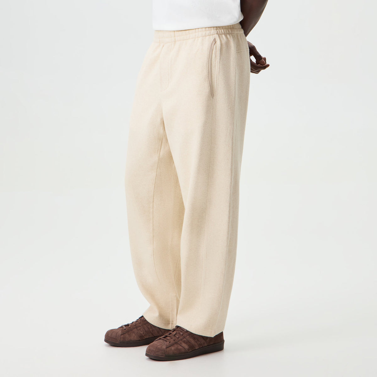 &Kin Cotton Cashmere Pique Roscoe Sweatpant - Heather Oatmeal