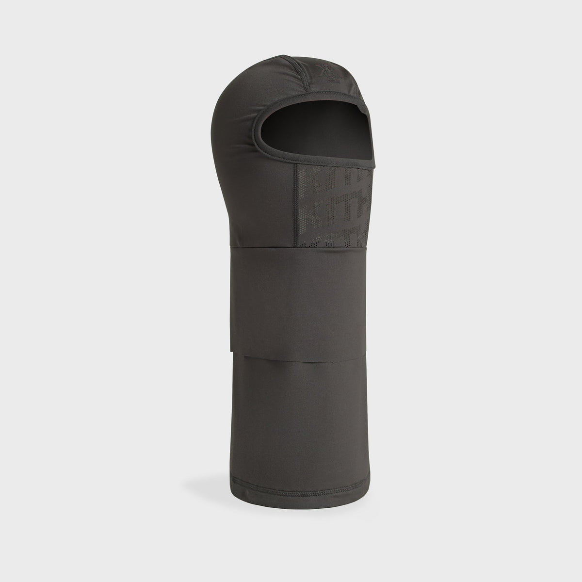 Kith Poly Balaclava in black, three-quarter angle showing the fitted hood and neck panels