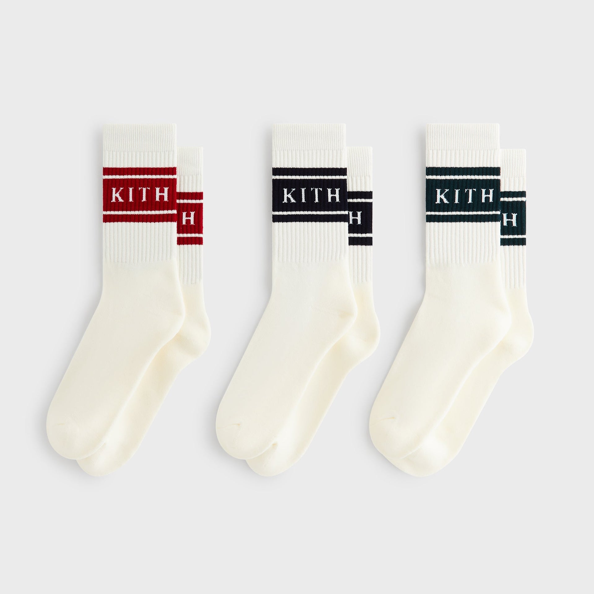 Kith 3-Pack Variegated Stripe Crew Socks - Multi