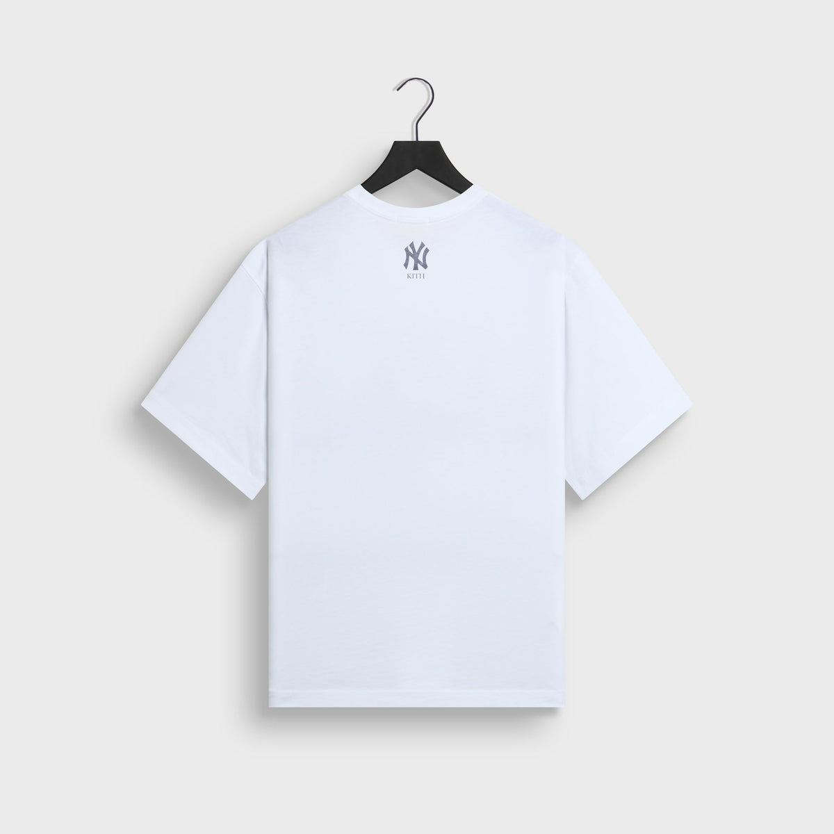 Back of white Kith for New York Yankees vintage tee with small NY Kith logo at neckline