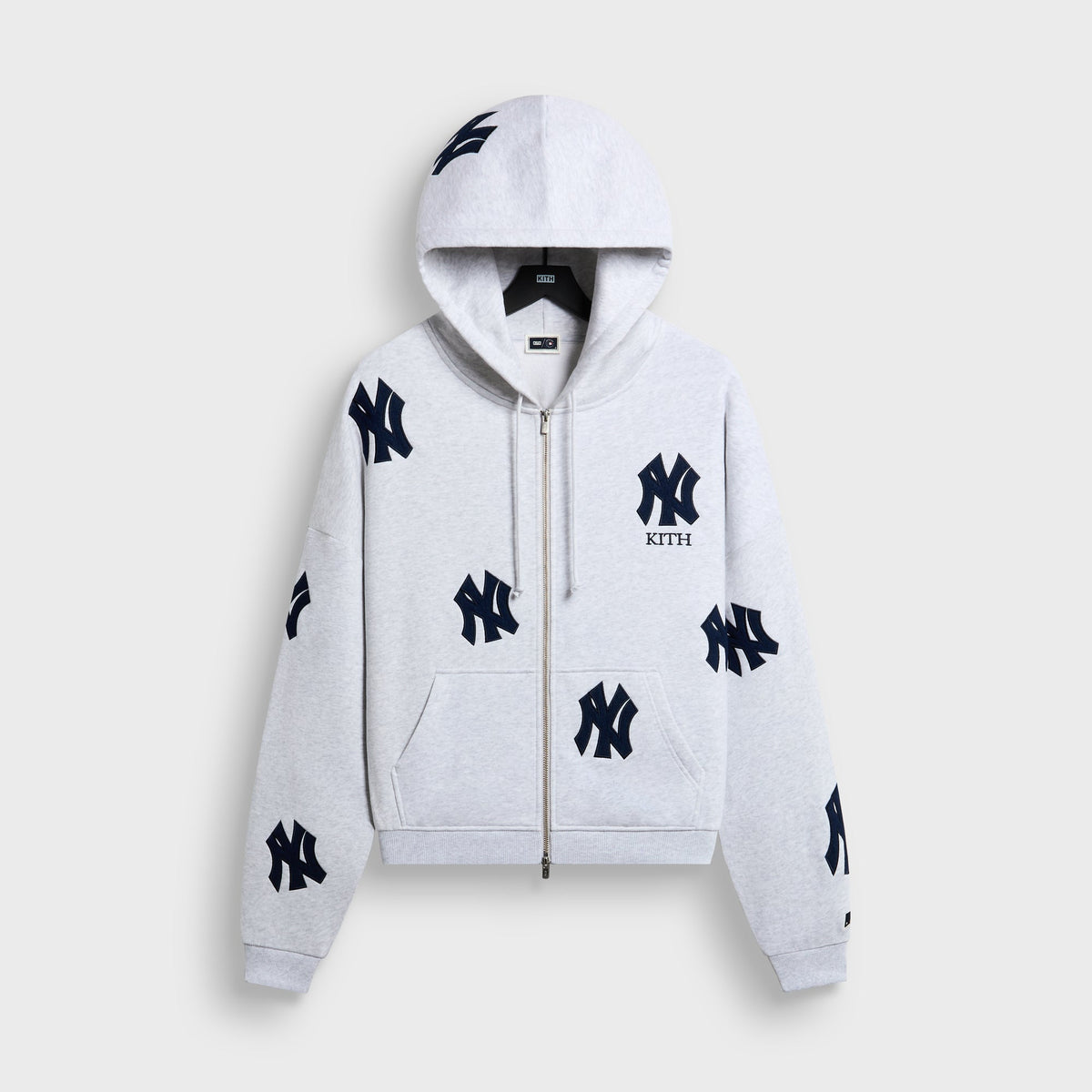Kith for the New York Yankees Vintage Braxton Zip Hoodie - Light Heather Grey - PH