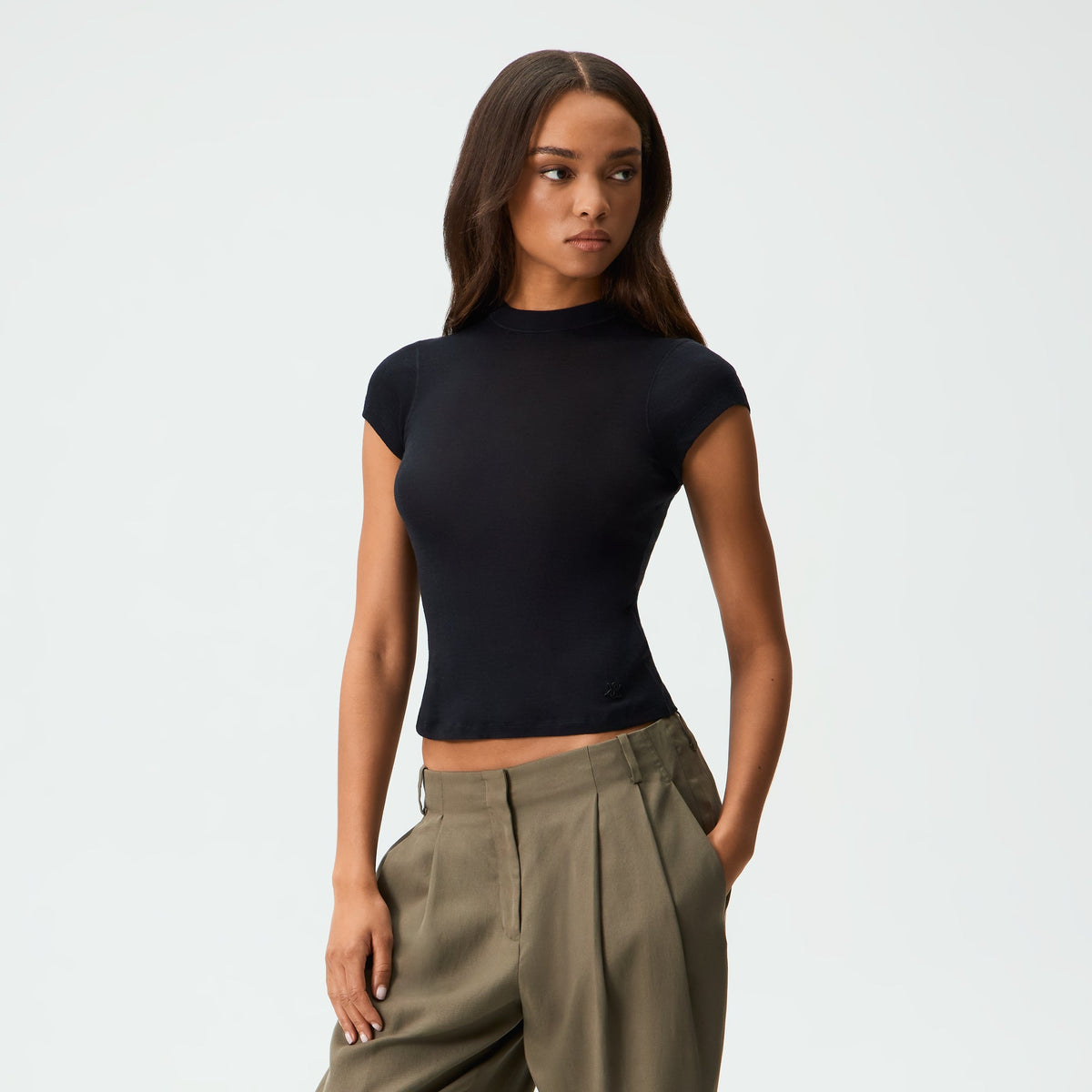 Kith Women Mulberry IV Wool Jersey Tee - Black