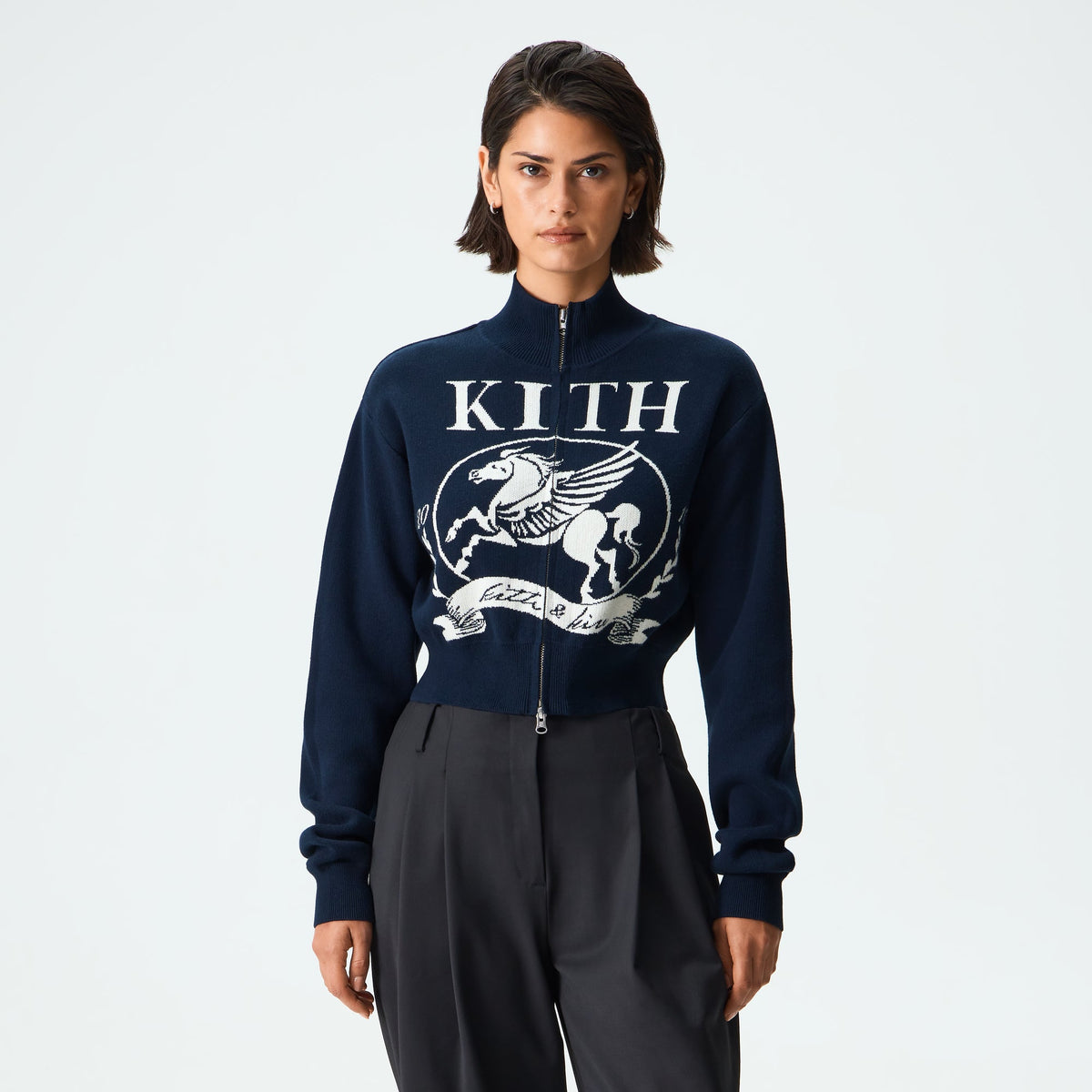 Kith Women Cropped Wyler Full Zip Pegasus Sweater - Placid