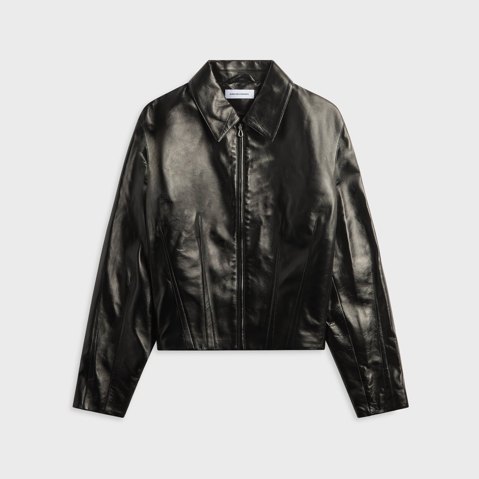 Kiko Kostadinov Lur Leather Jacket - Smokey Black