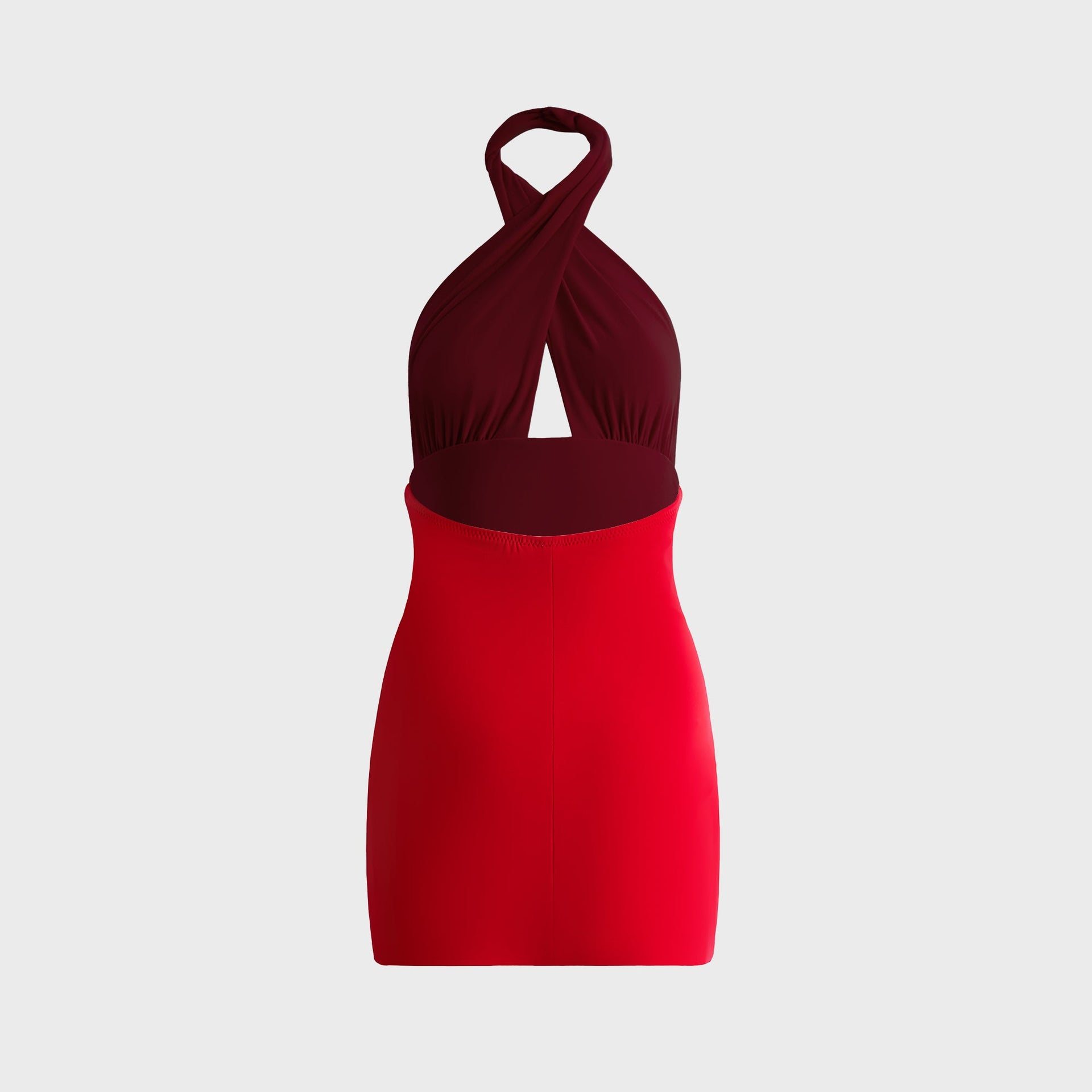 Norma Kamali Cross Halter Pickleball Dress in Tiger Red