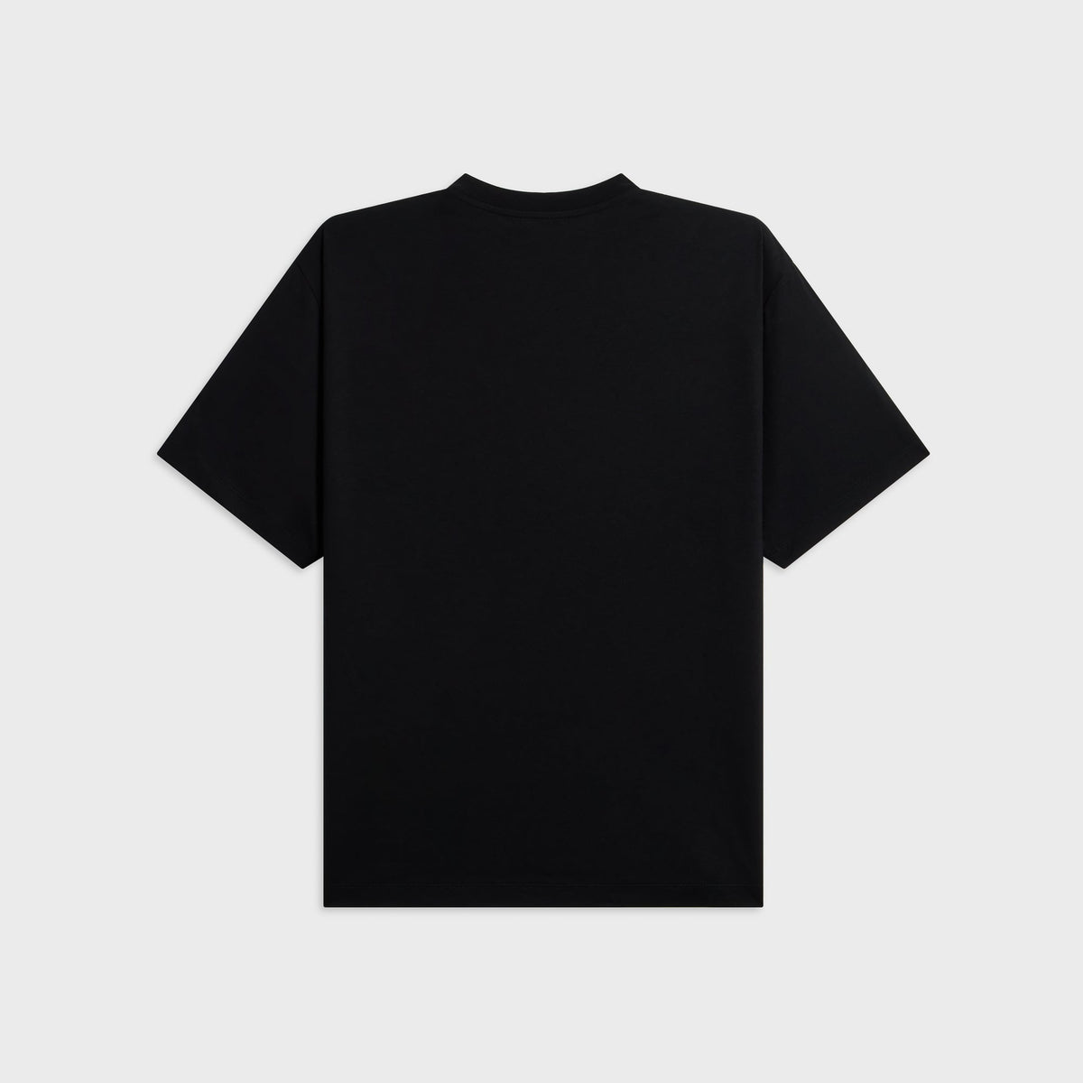 ATON Royal Wool Jersey Loose Fit Long Sleeve Tee in black, back view with crew neck and relaxed fit
