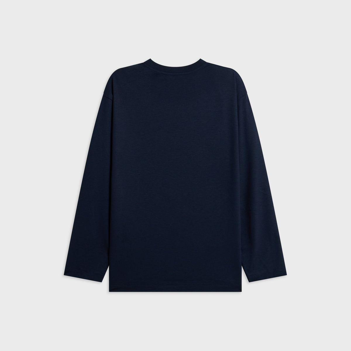 ATON Royal Wool Jersey Loose Fit Long Sleeve Tee - Navy