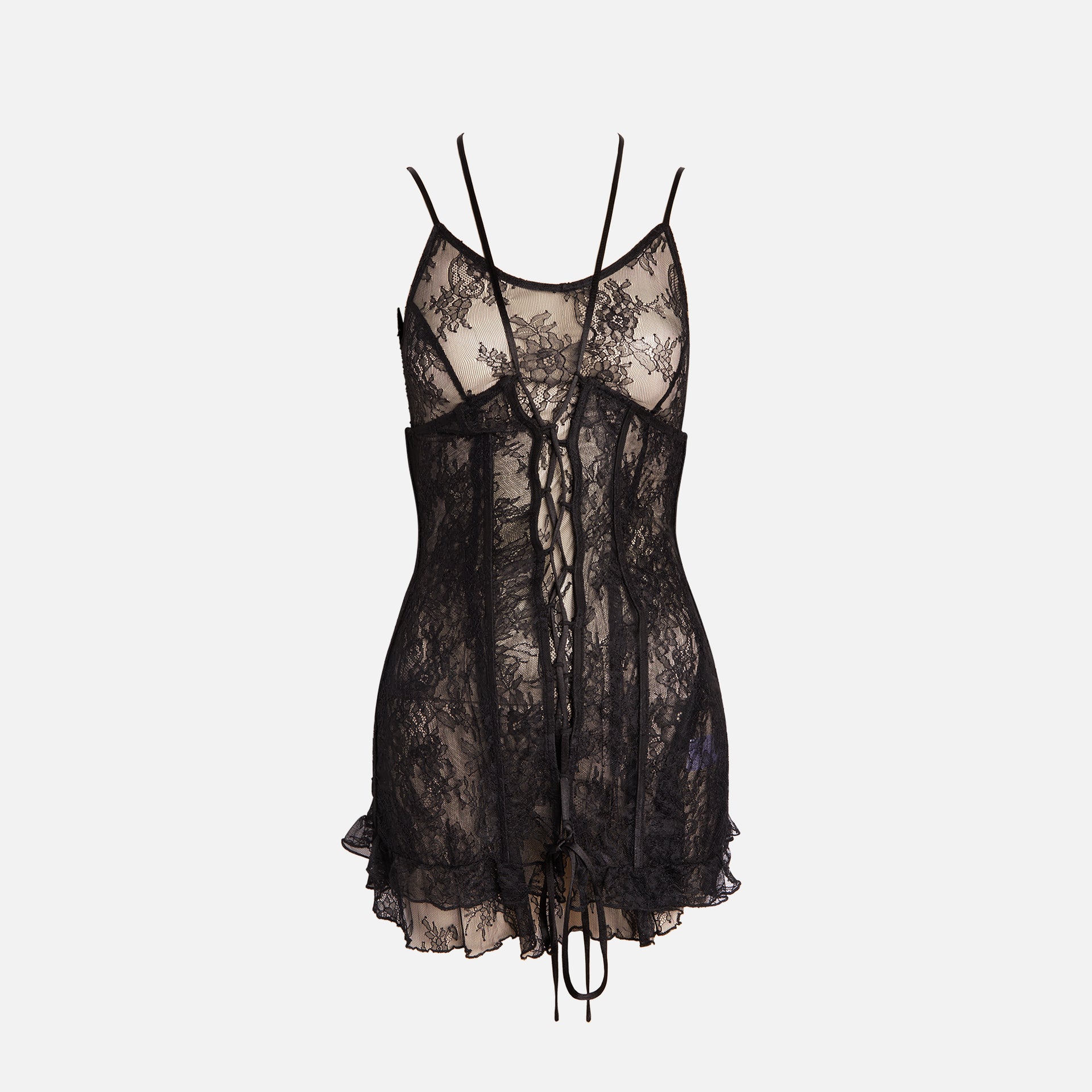 Kim Shui Lace Up Mini Dress - Black