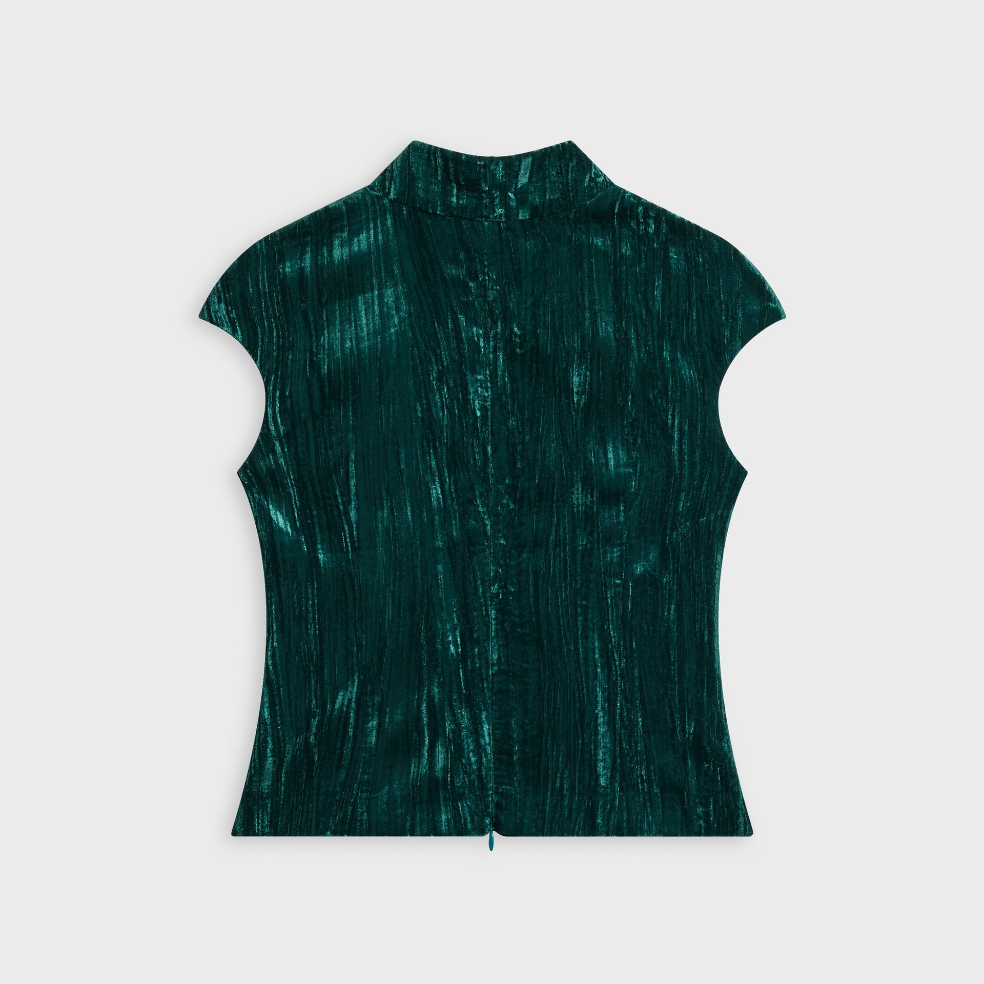 Kim Shui Crushed Velvet Qipao Top with Keyhole - Emerald
