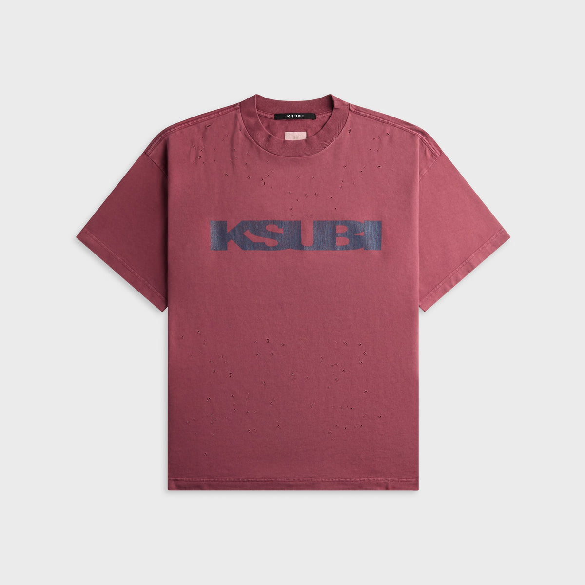 Ksubi Blasted Ekcess Short Sleeve Tee Ox - Burgundy