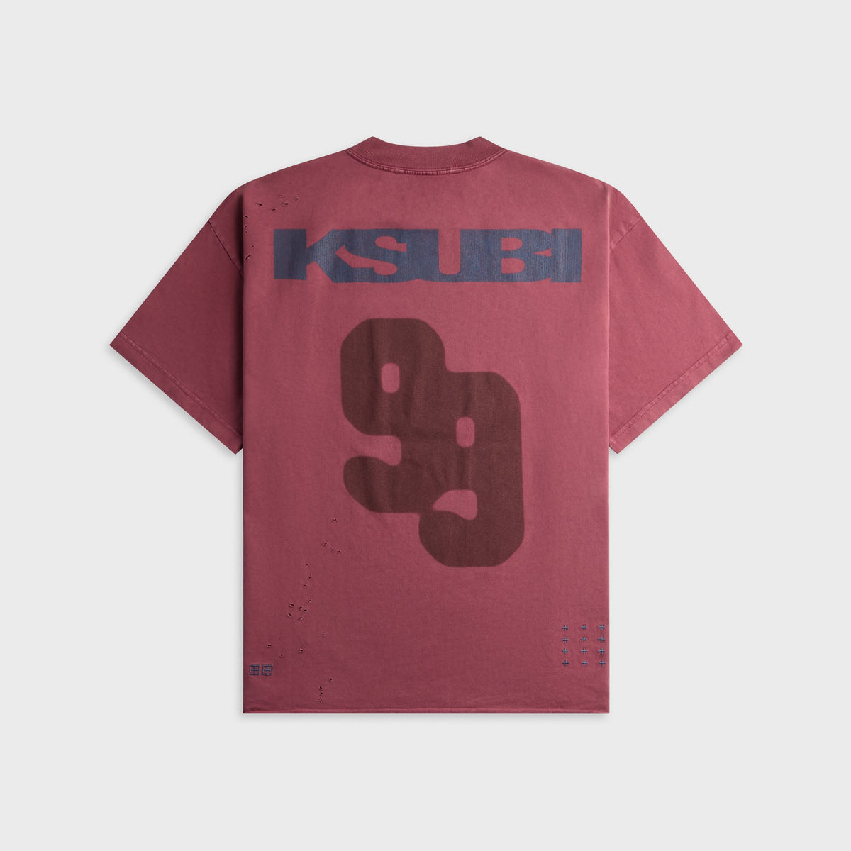 Ksubi Blasted Ekcess Short Sleeve Tee Ox - Burgundy